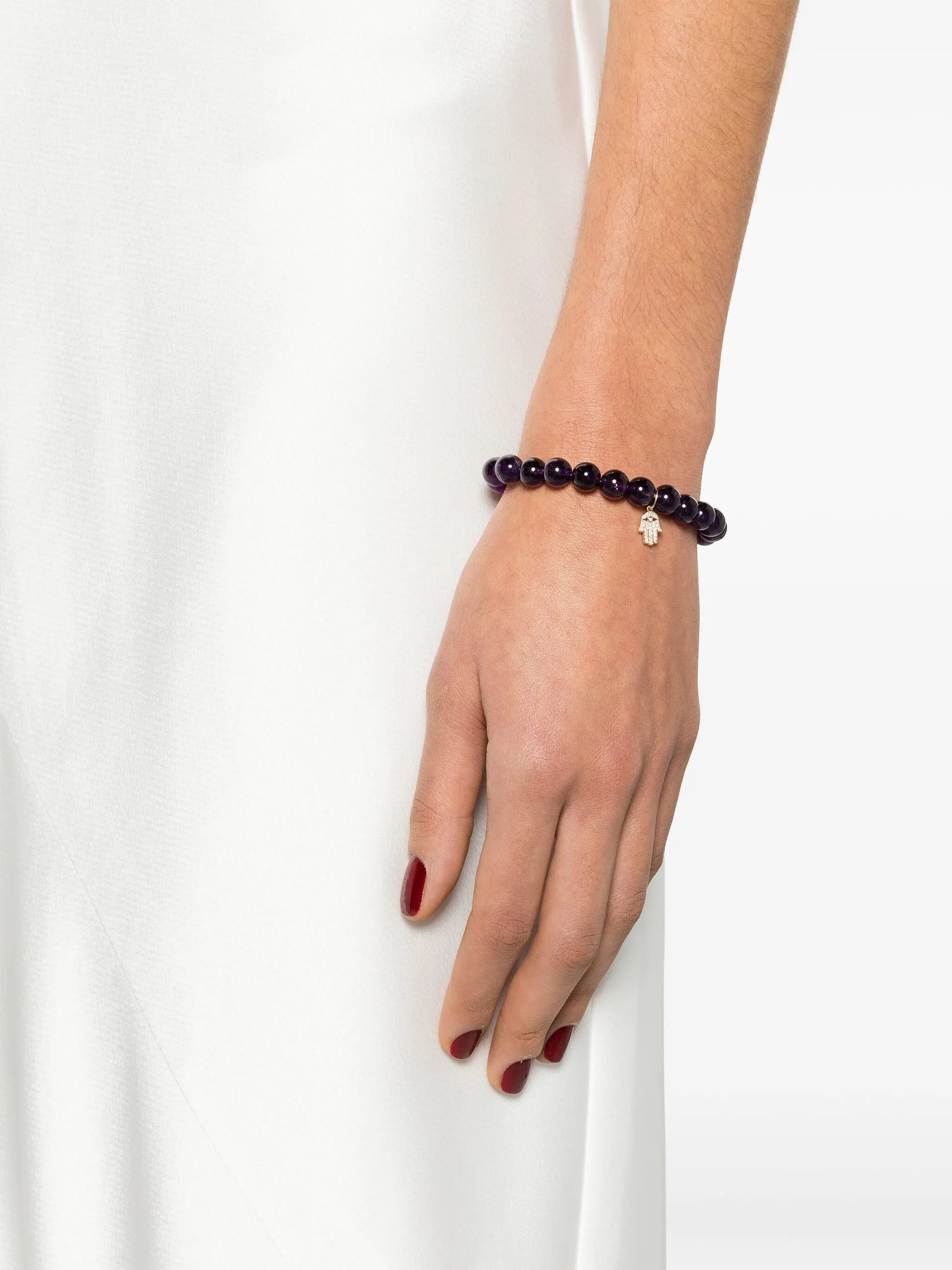 14kt yellow gold amethyst Hamsa bracelet