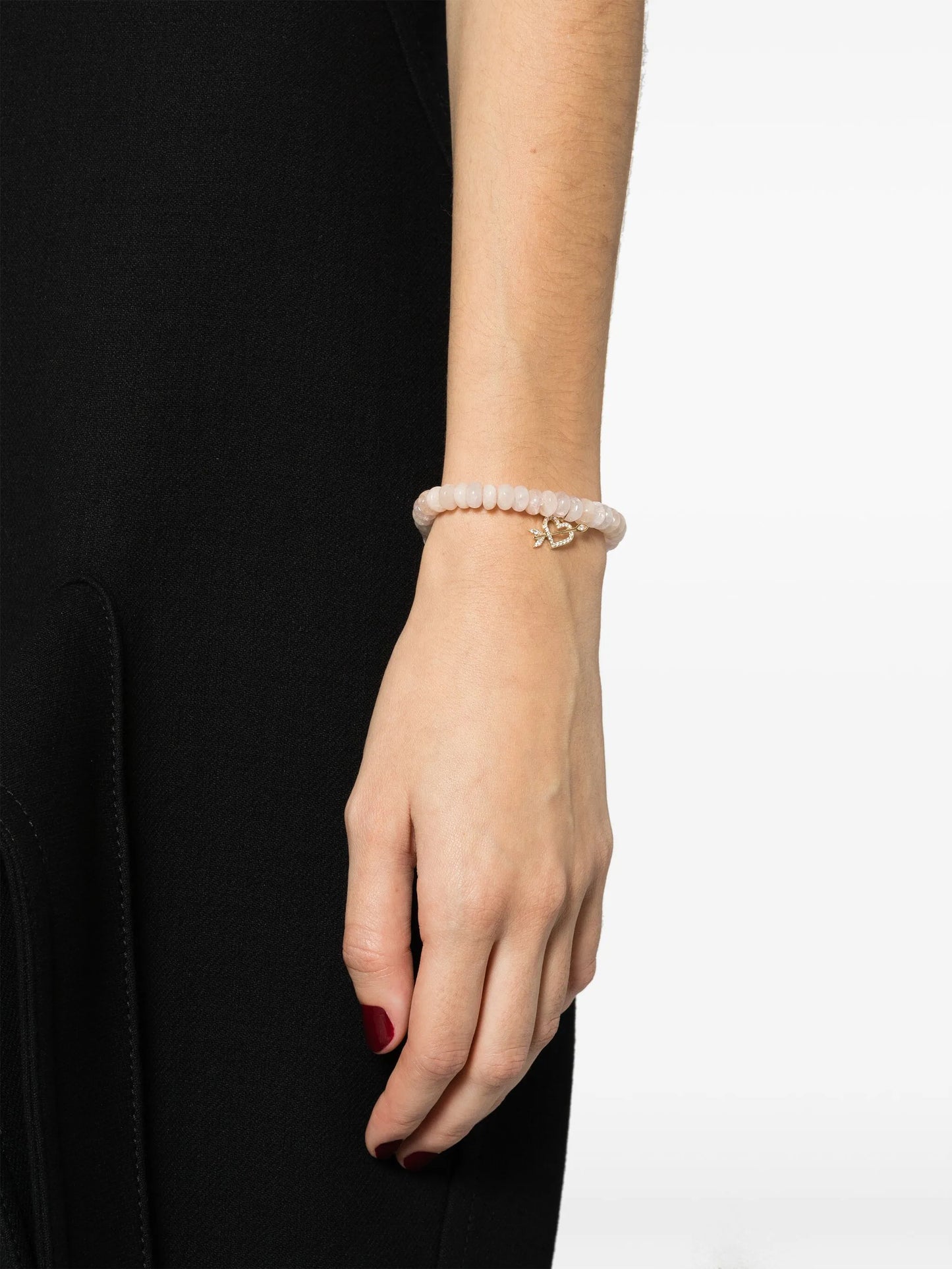 14kt yellow-gold morganite and diamond beaded bracelet