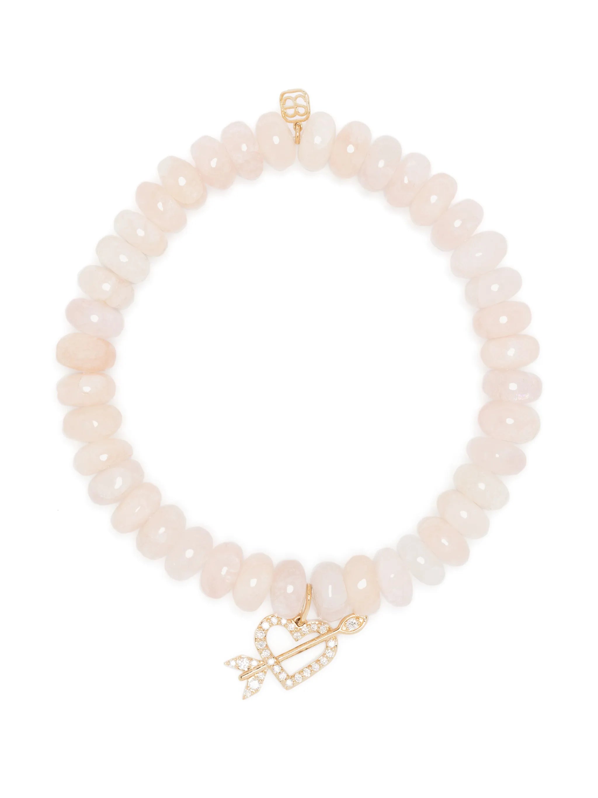 14kt yellow-gold morganite and diamond beaded bracelet