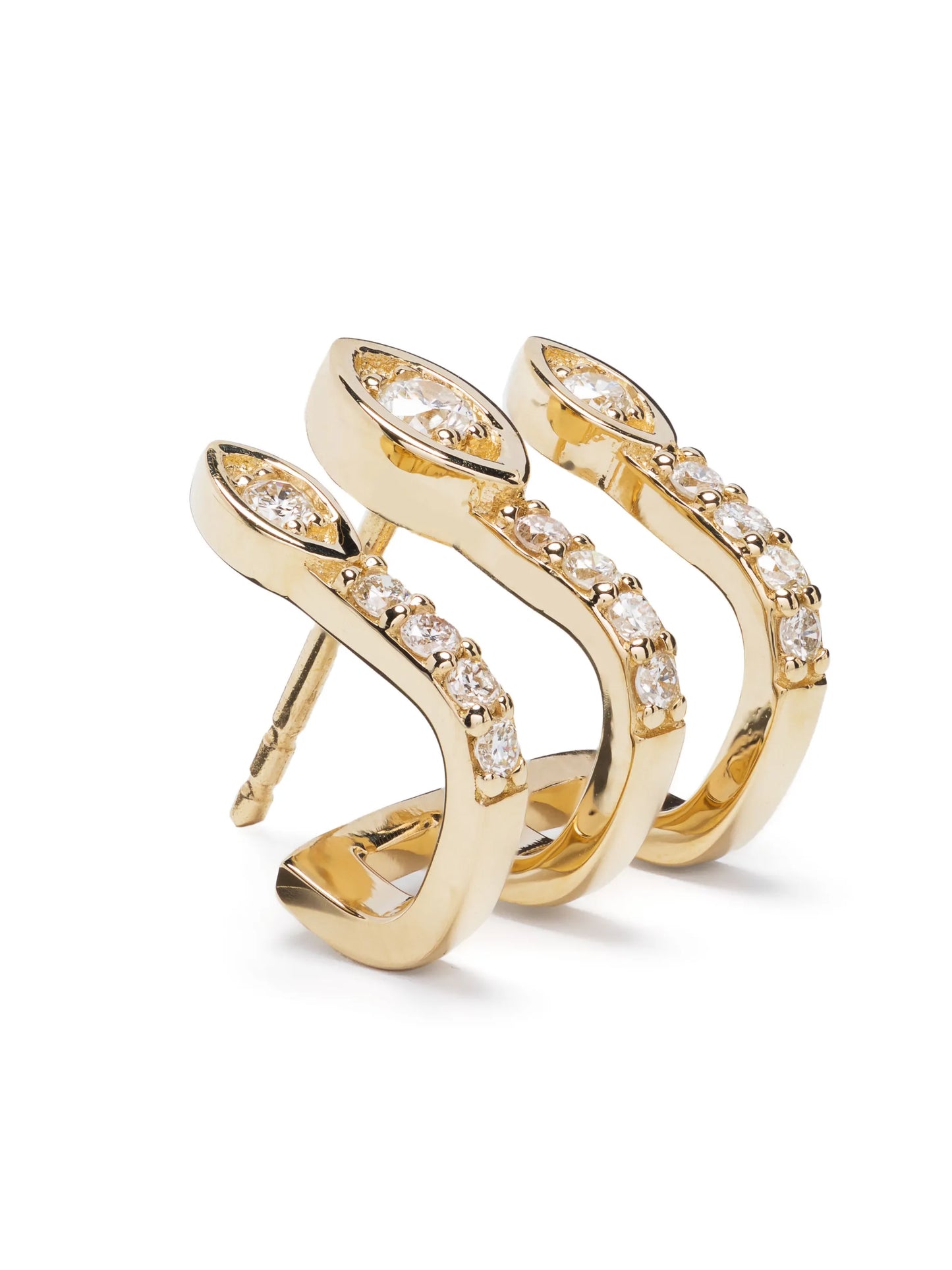 14kt gold Eye Triple Bar diamond earrings