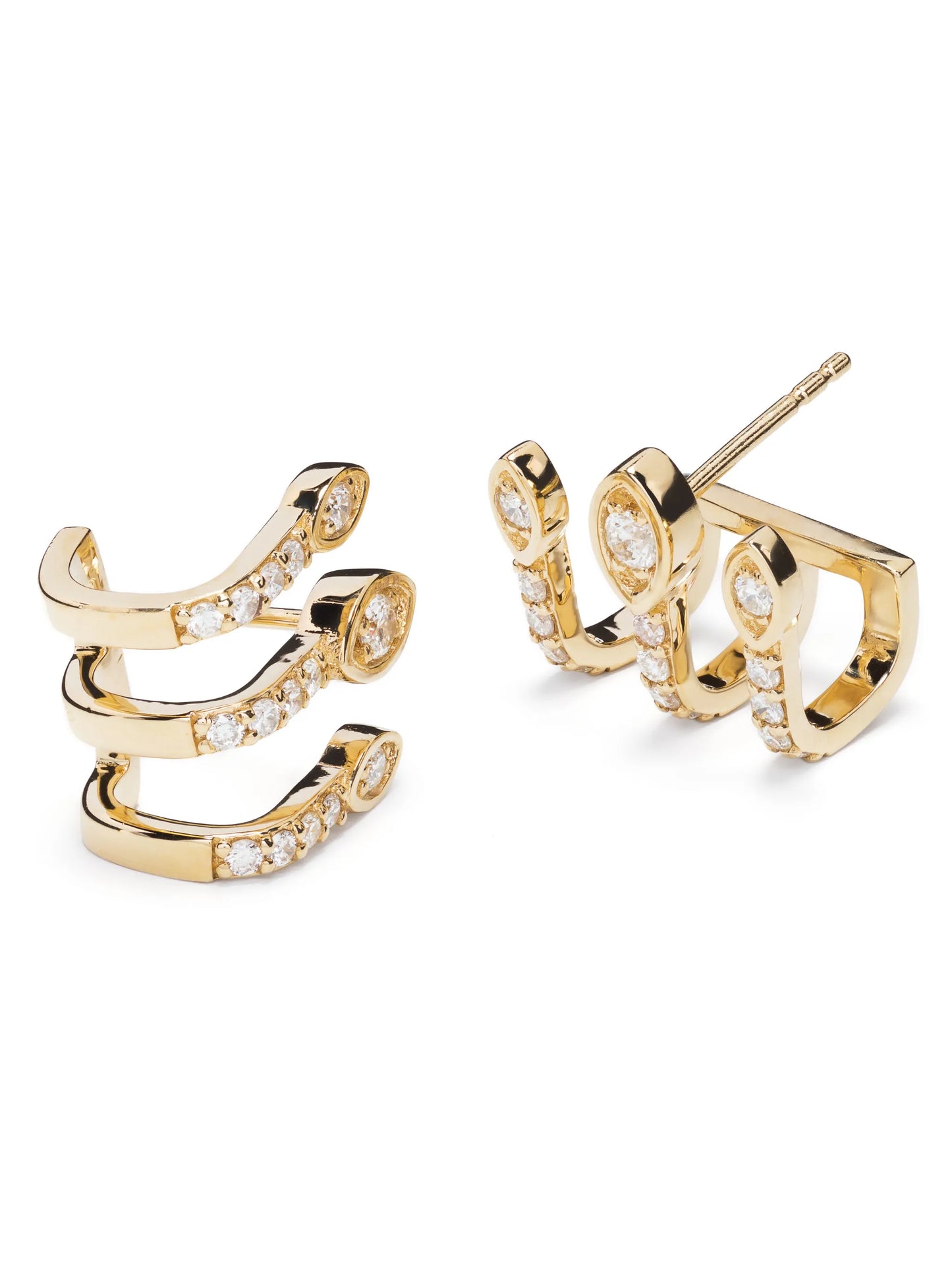 14kt gold Eye Triple Bar diamond earrings