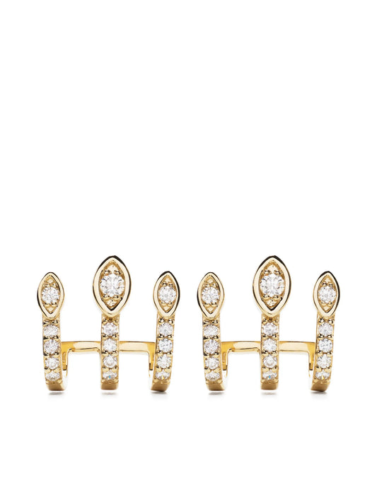 14kt gold Eye Triple Bar diamond earrings