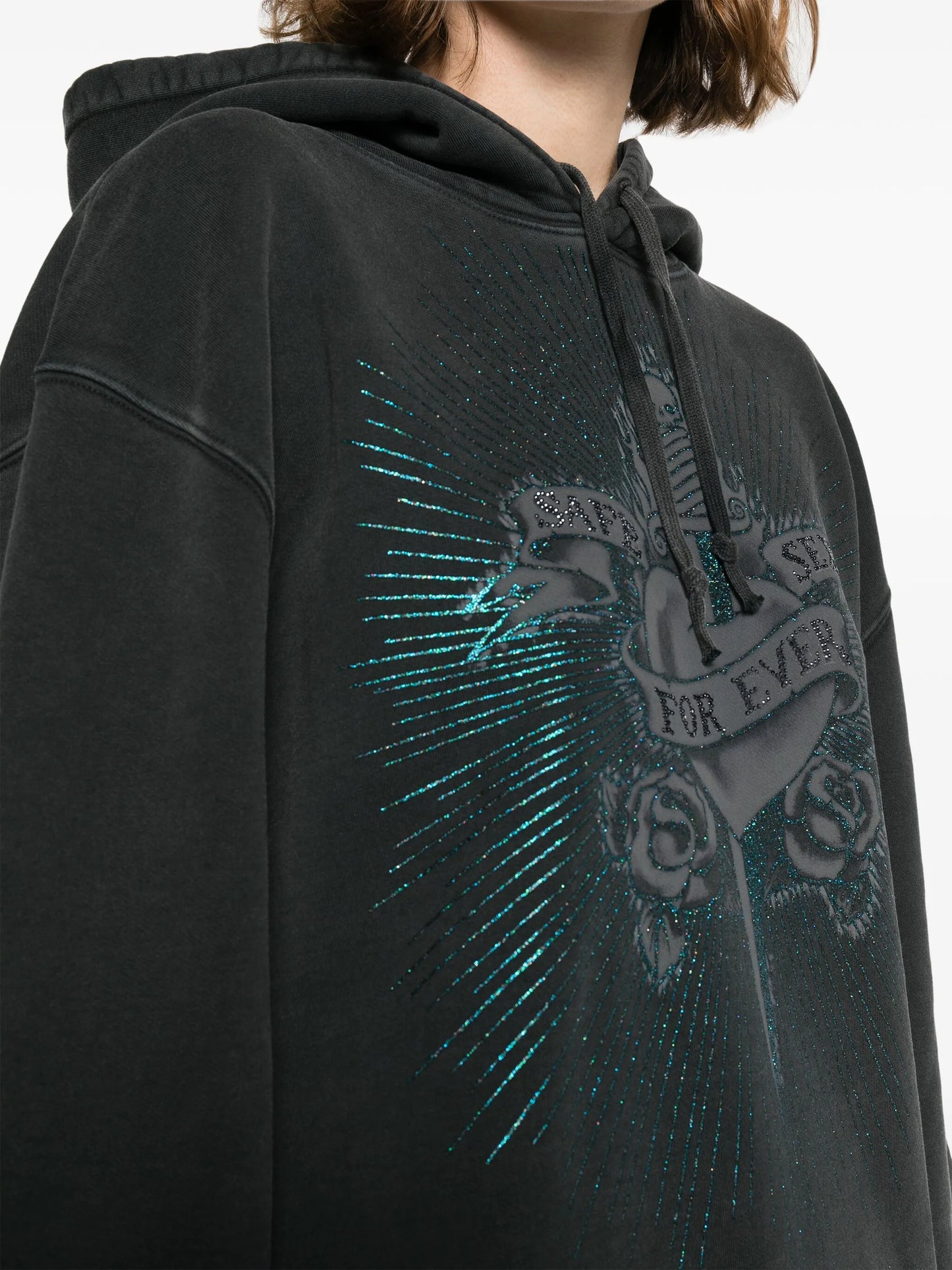 crystal-embellished cotton hoodie