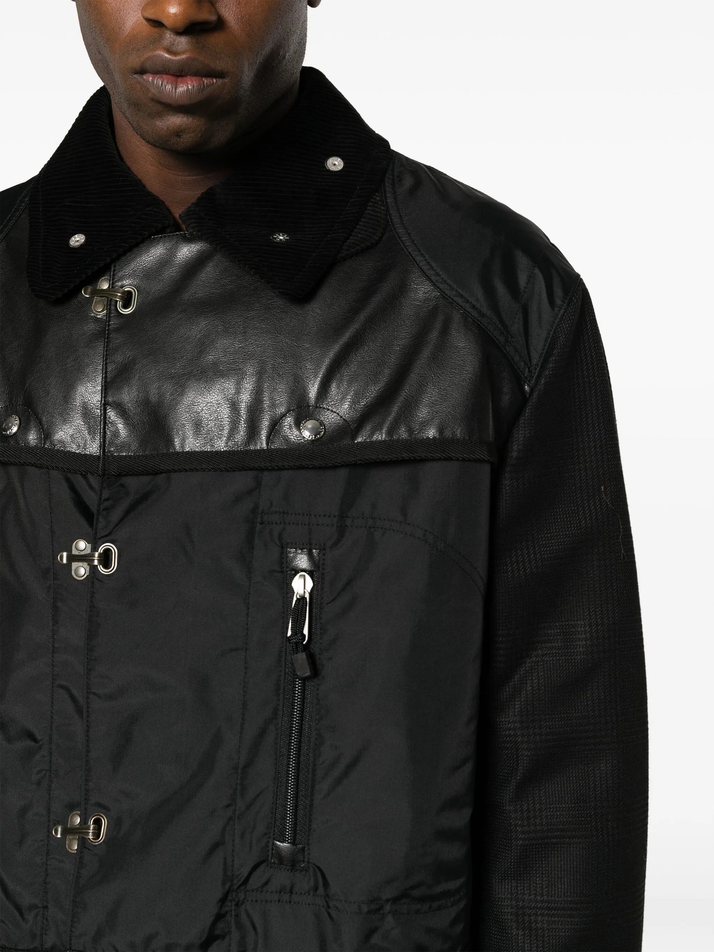 panelled single-breasted parka