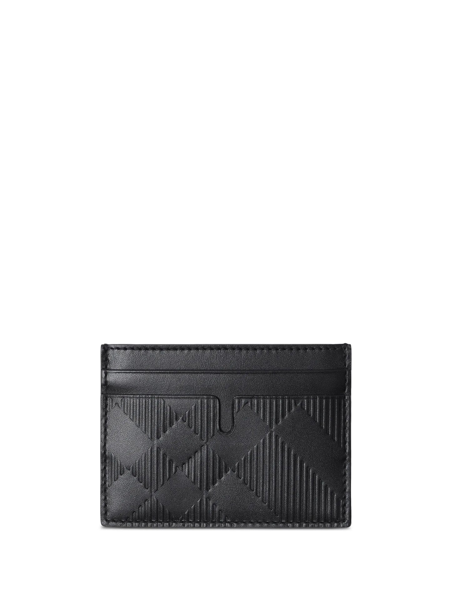 check-pattern leather cardholder
