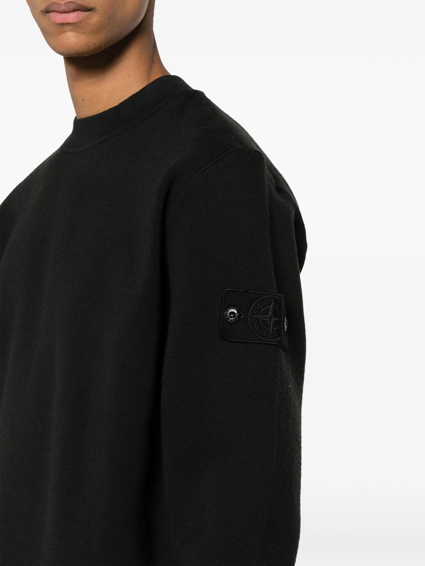 Compass-patch crew-neck jumper