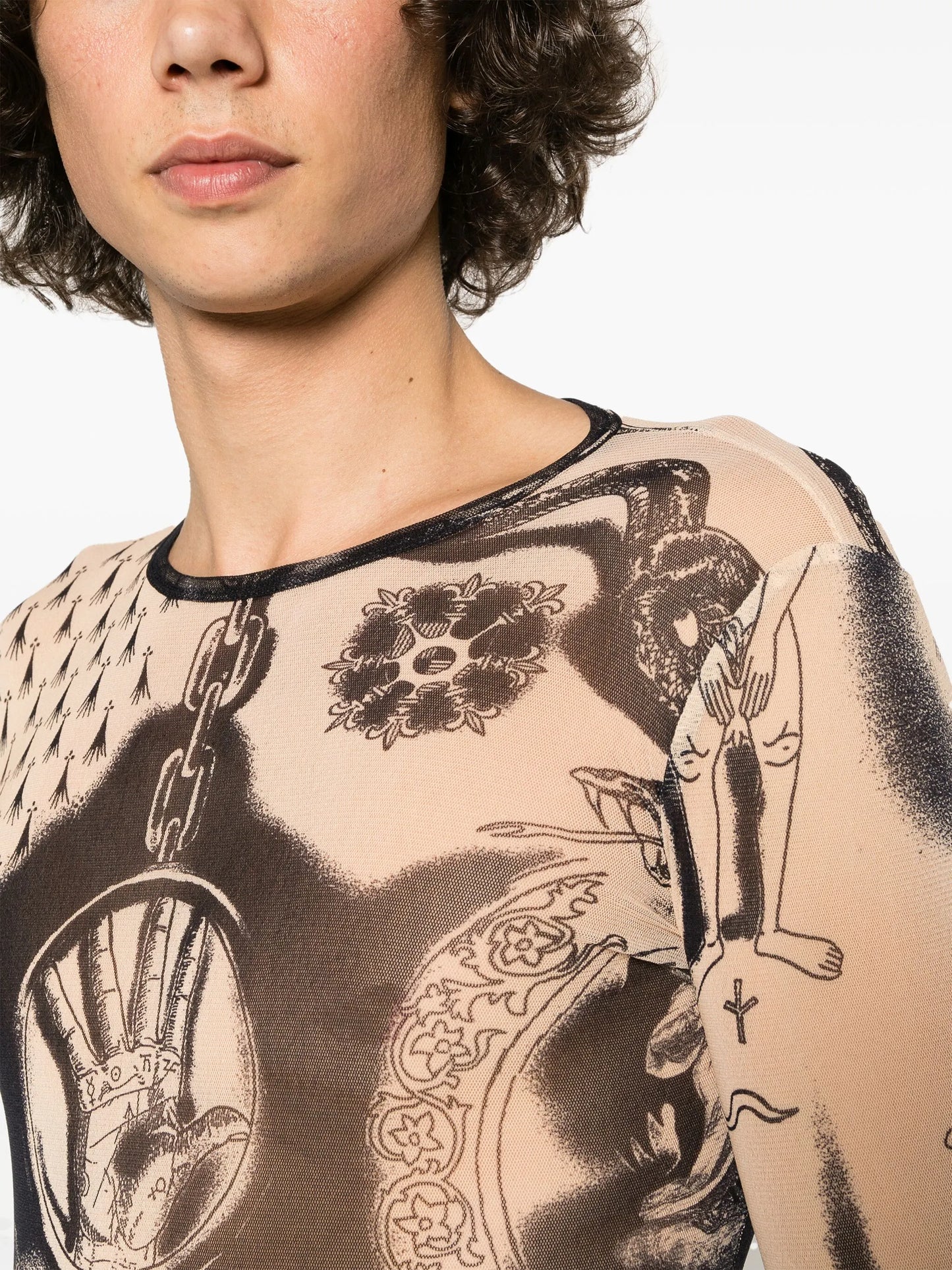 Tattoo-print mesh top
