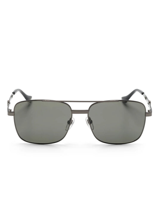 Web stripe square-frame sunglasses