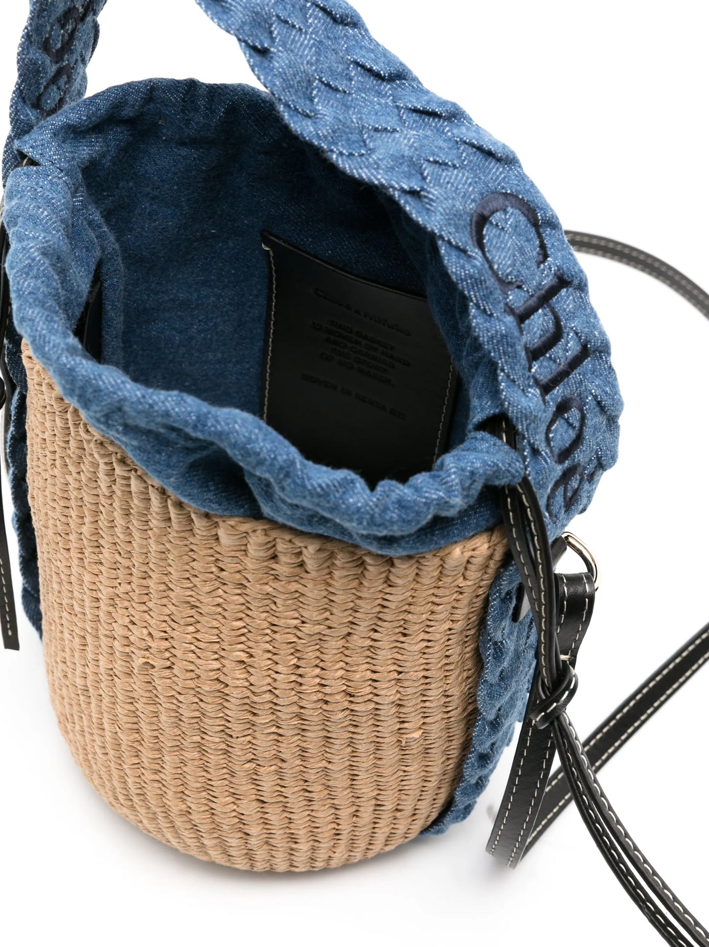 Woody raffia bucket bag