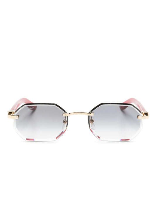 logo-plaque geometric-frame sunglasses