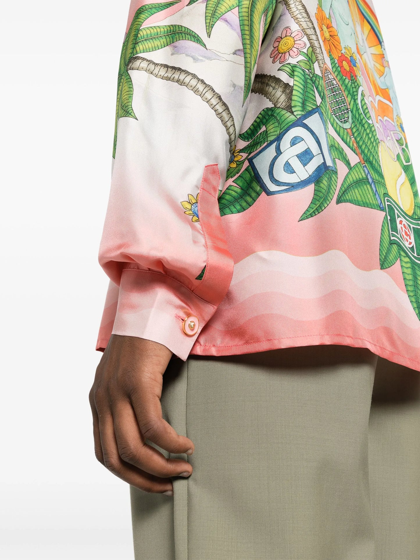 Paix Et Amour Tennis Club-print silk shirt
