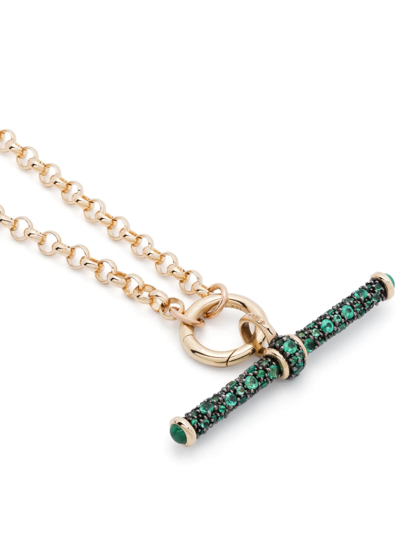 14kt yellow gold emerald T-bar necklace