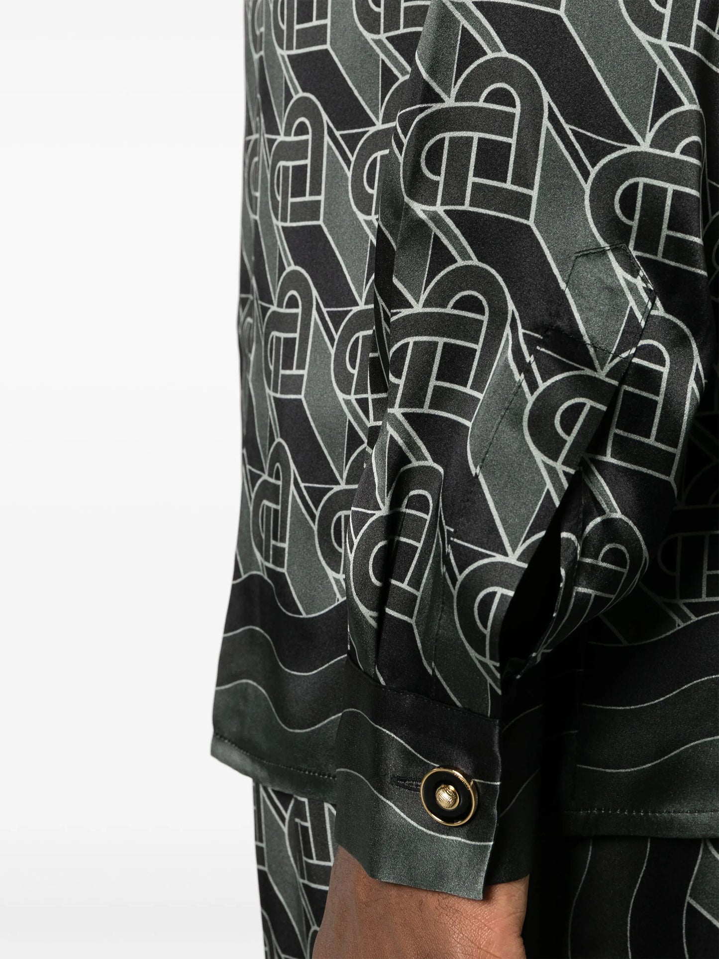 Heart Monogram-print silk shirt