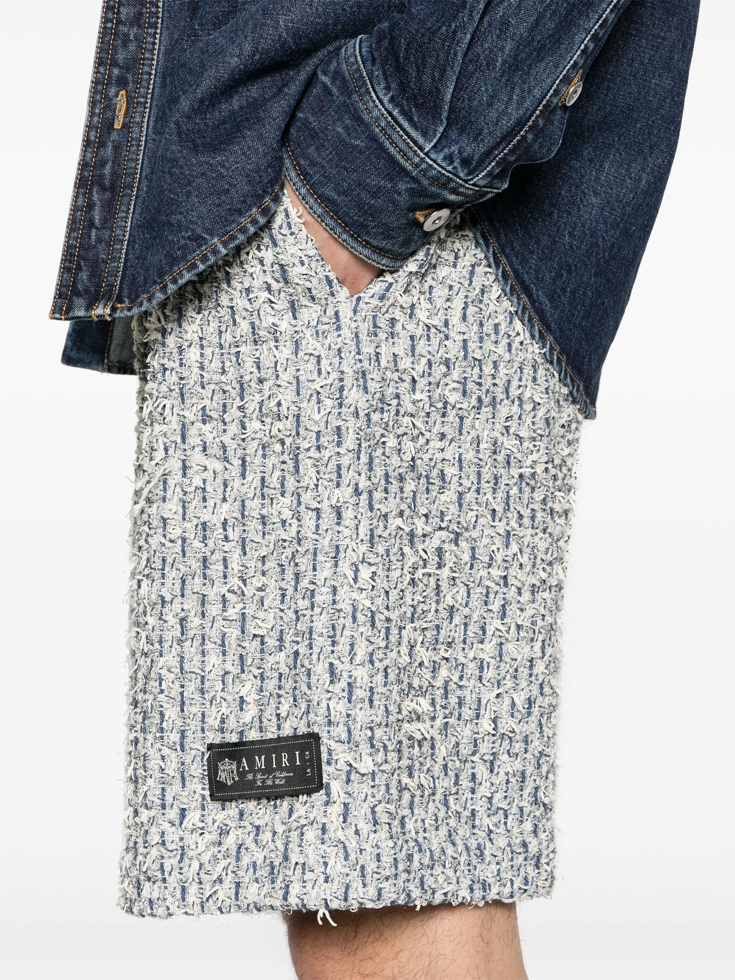 pleated bouclé skater shorts