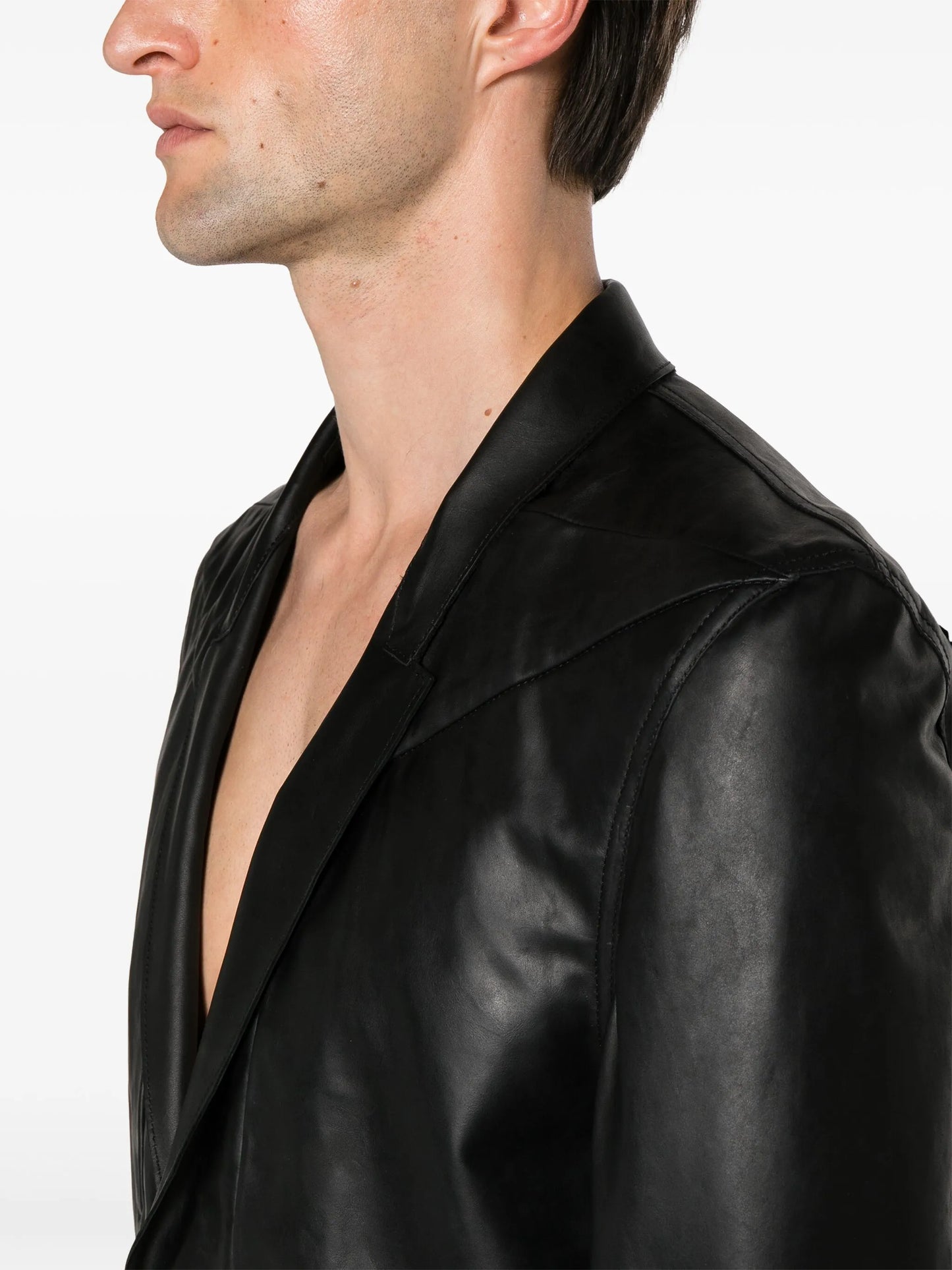 Lido single-breasted leather blazer