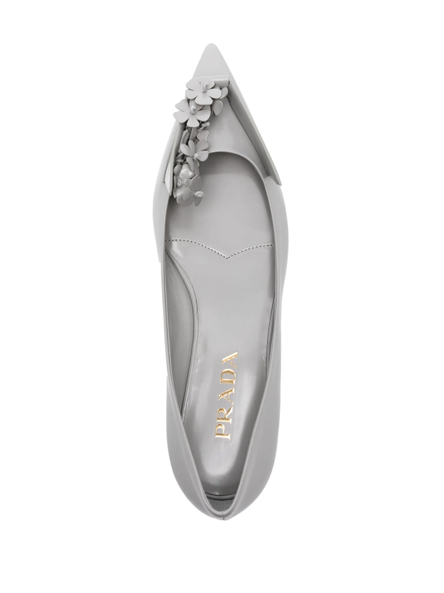 floral-appliqué leather ballerina shoes