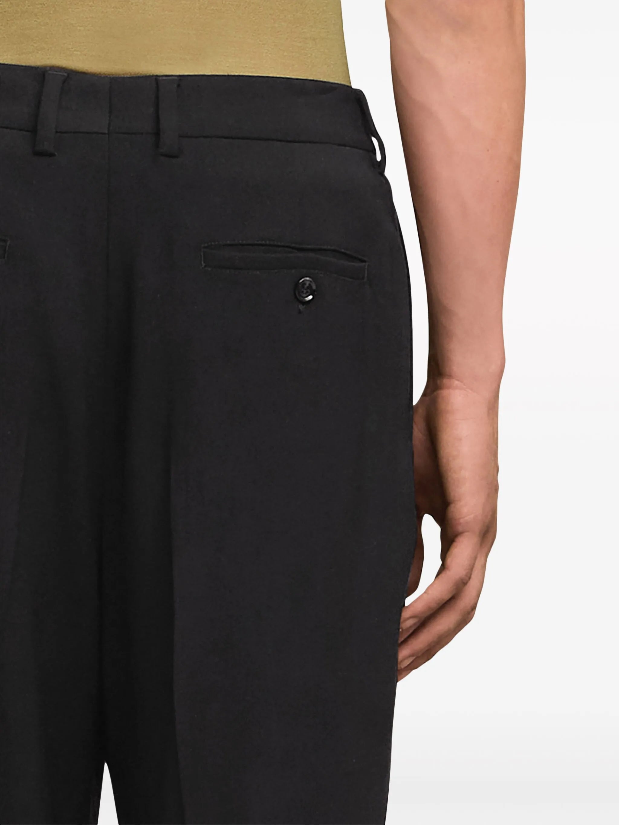 pressed-crease tapered trousers