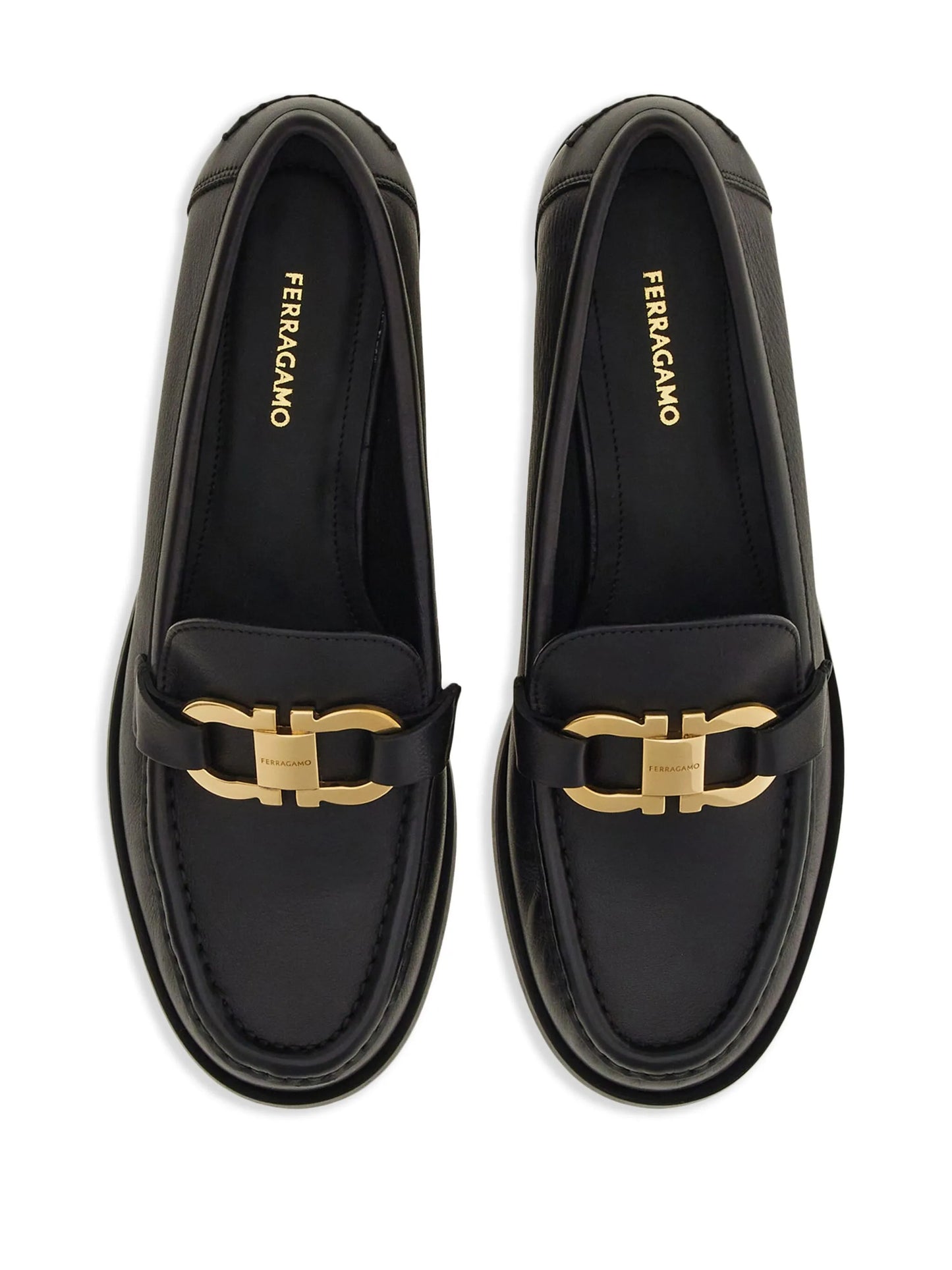 logo-plaque leather loafers