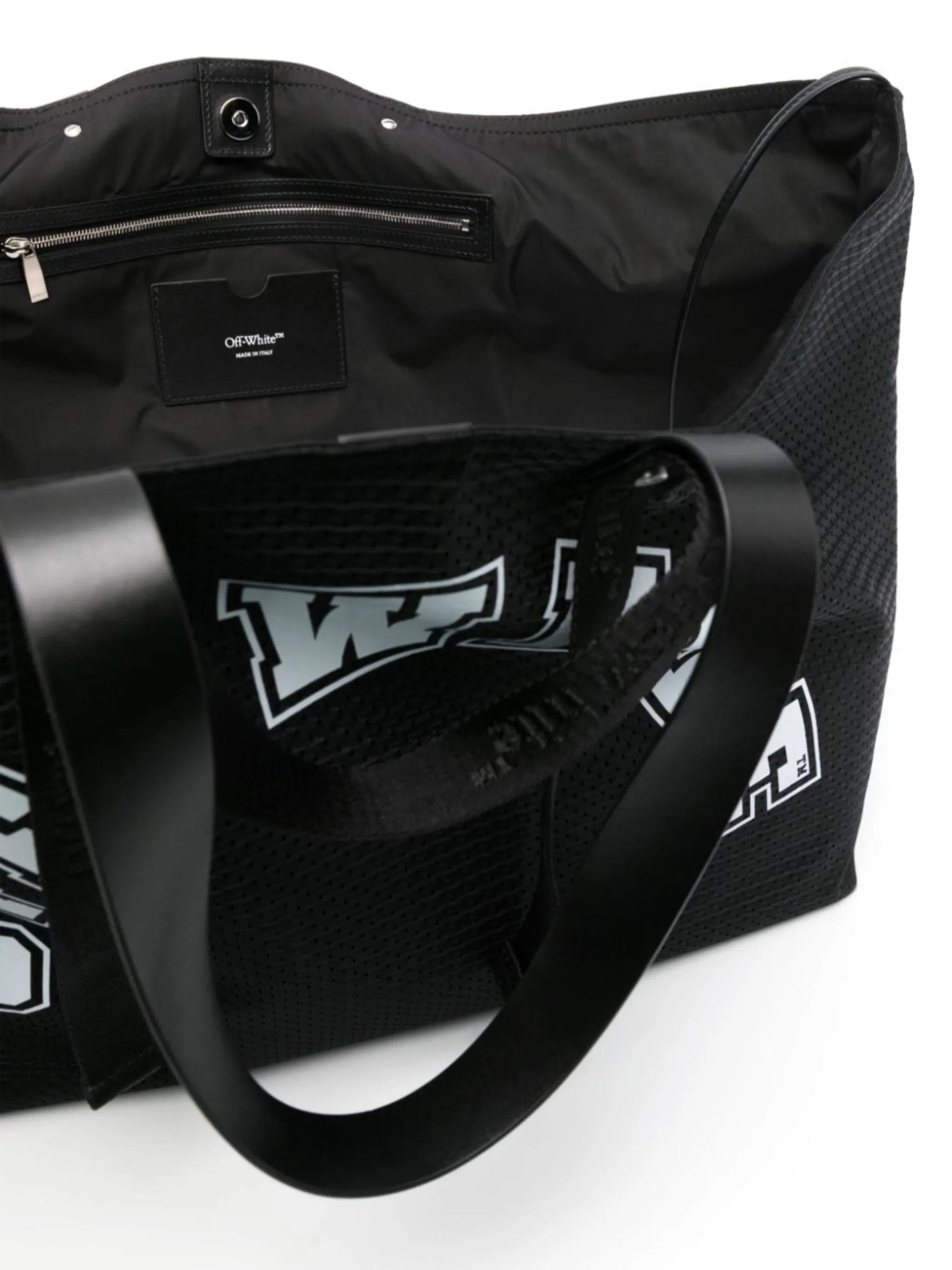 logo-print mesh tote bag