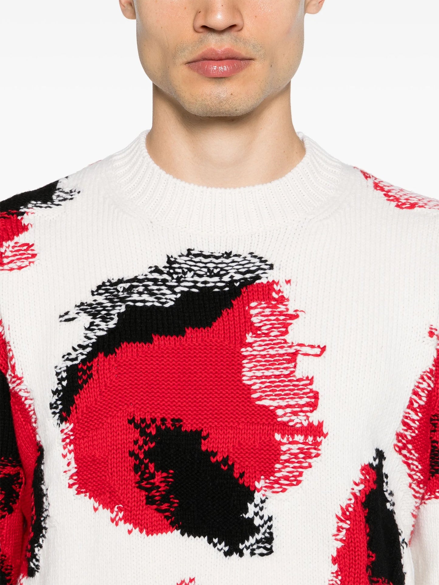 Obscured Skull intarsia-knit jumper