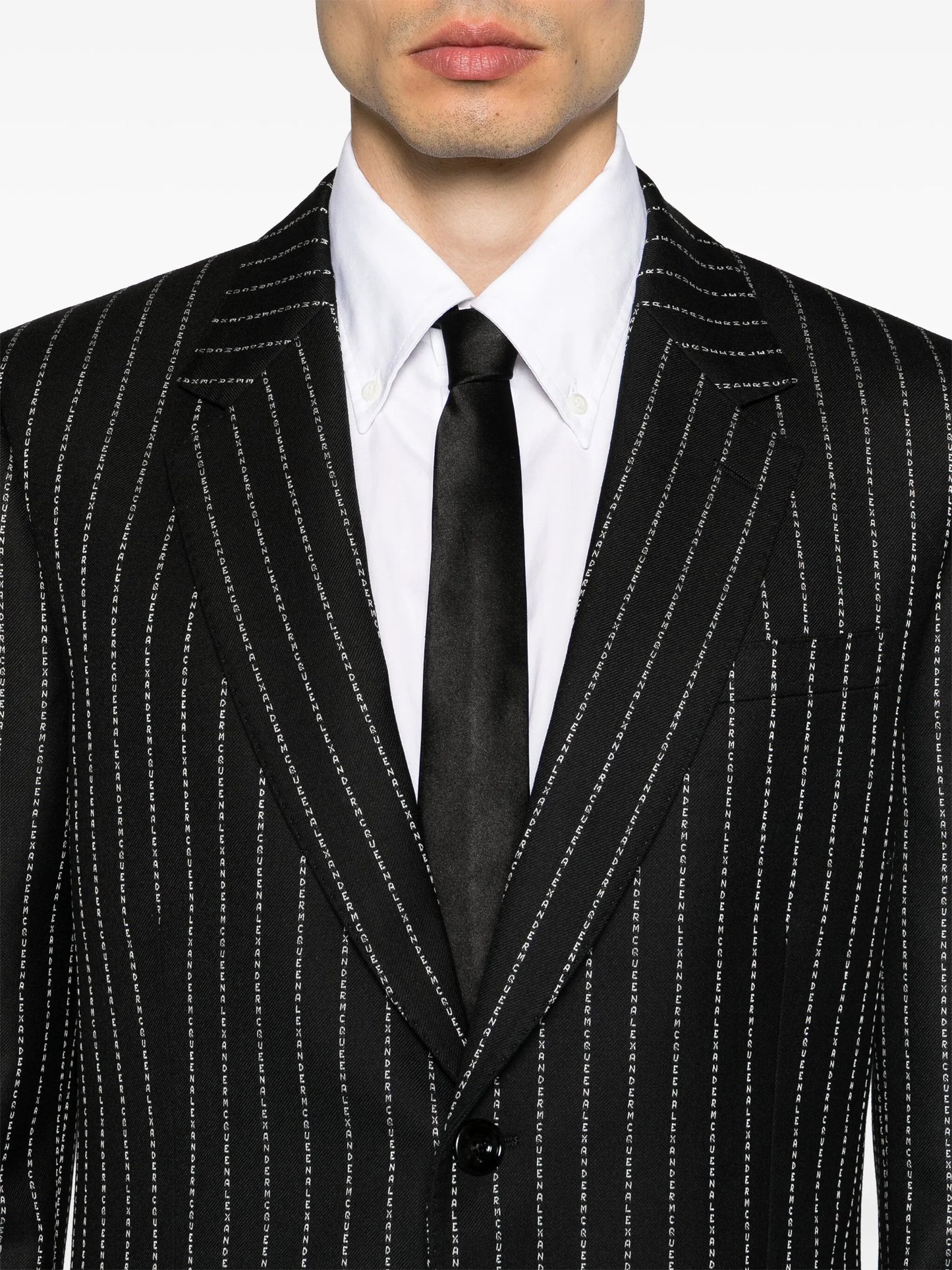 pinstriped single-breasted blazer