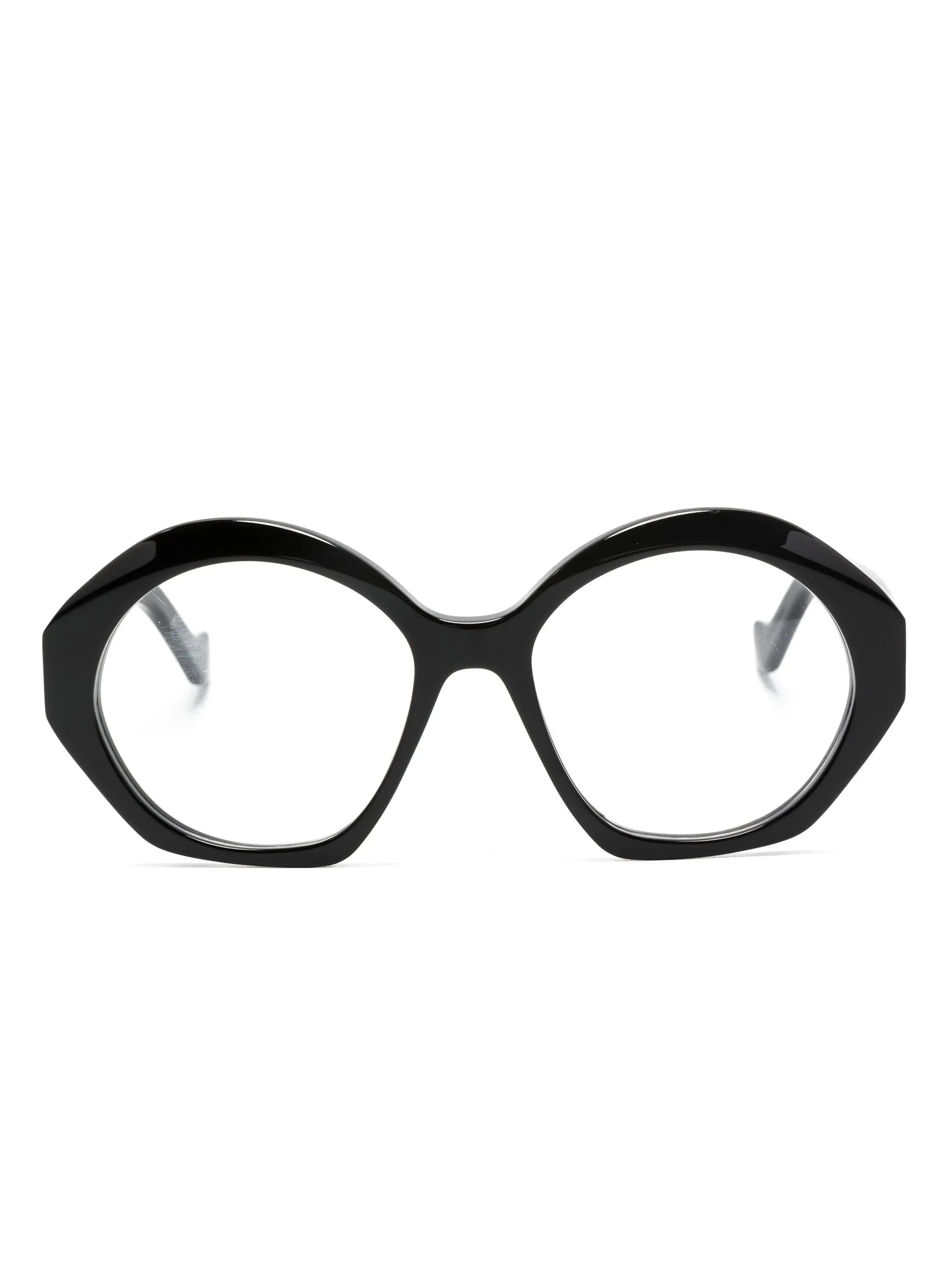 Anagram-plaque round-frame glasses
