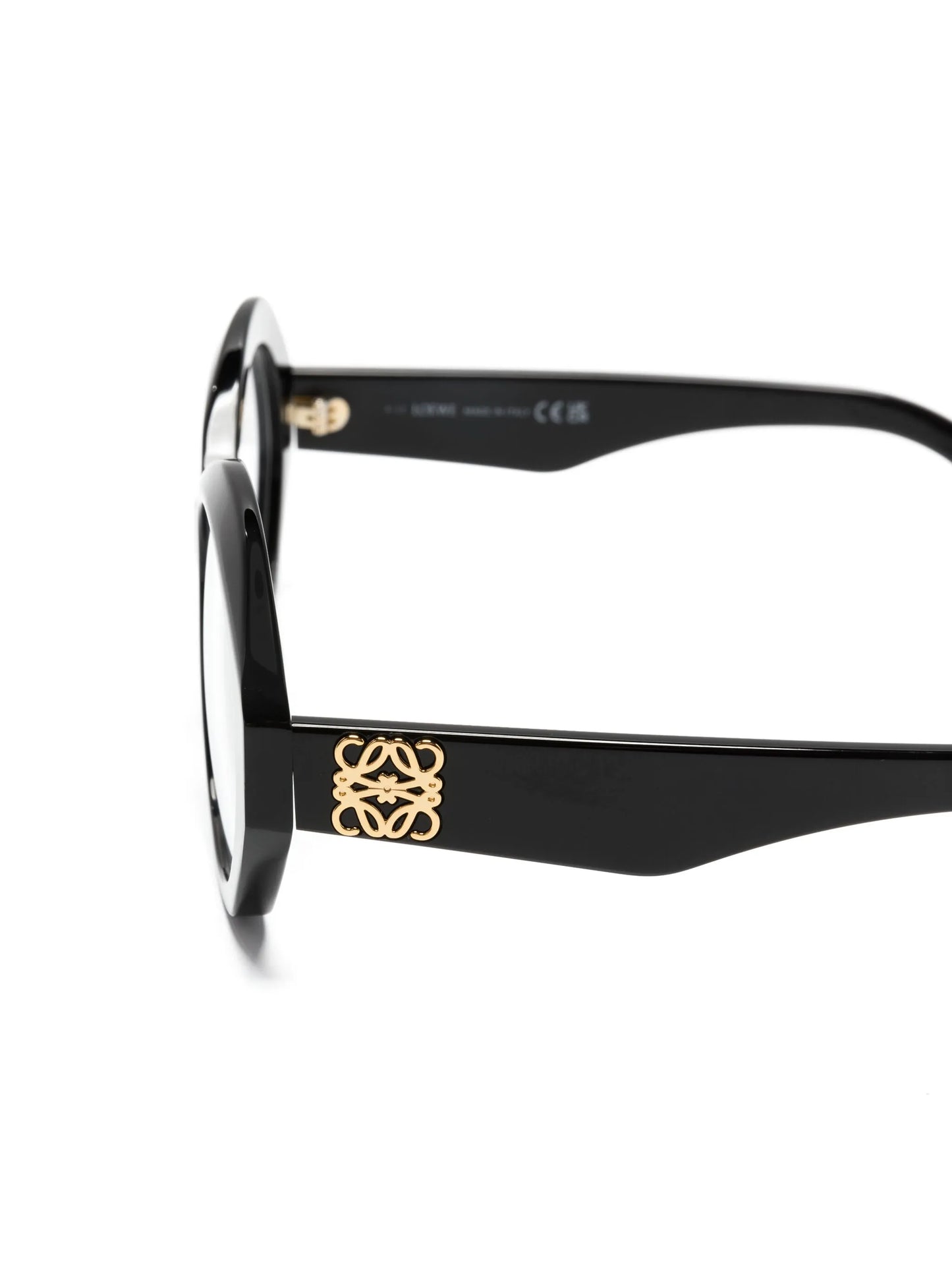 Anagram-plaque round-frame glasses