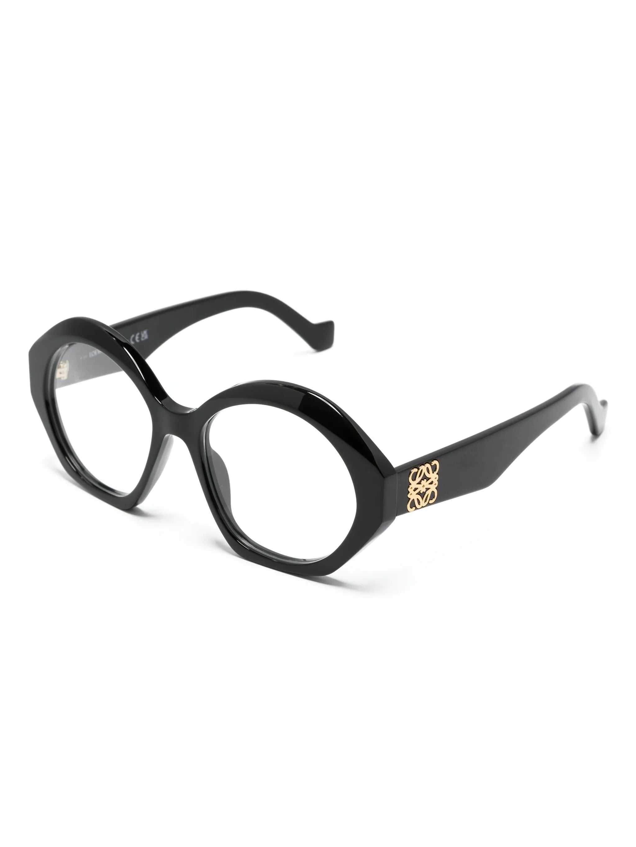Anagram-plaque round-frame glasses