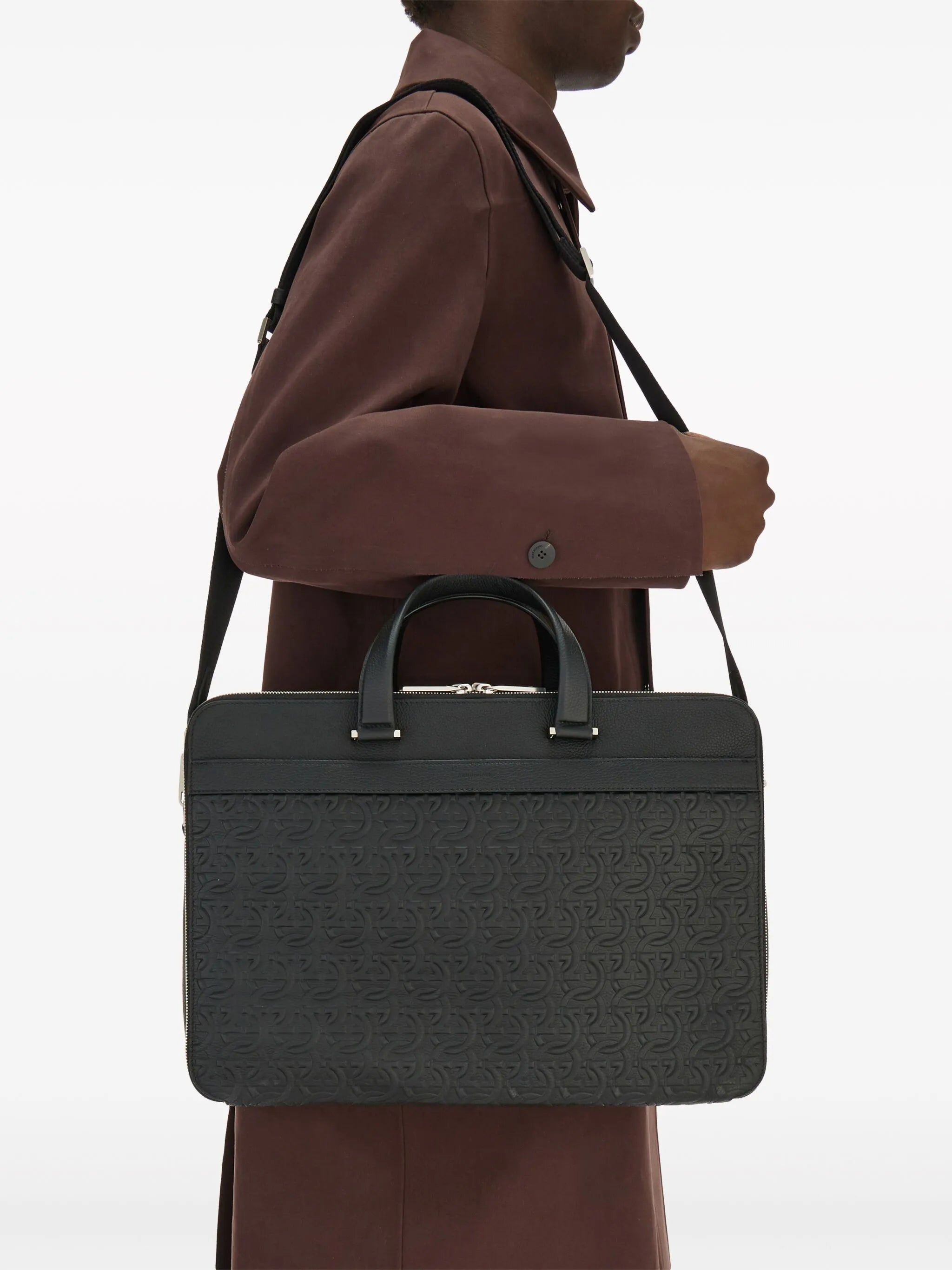 Gancini leather briefcase