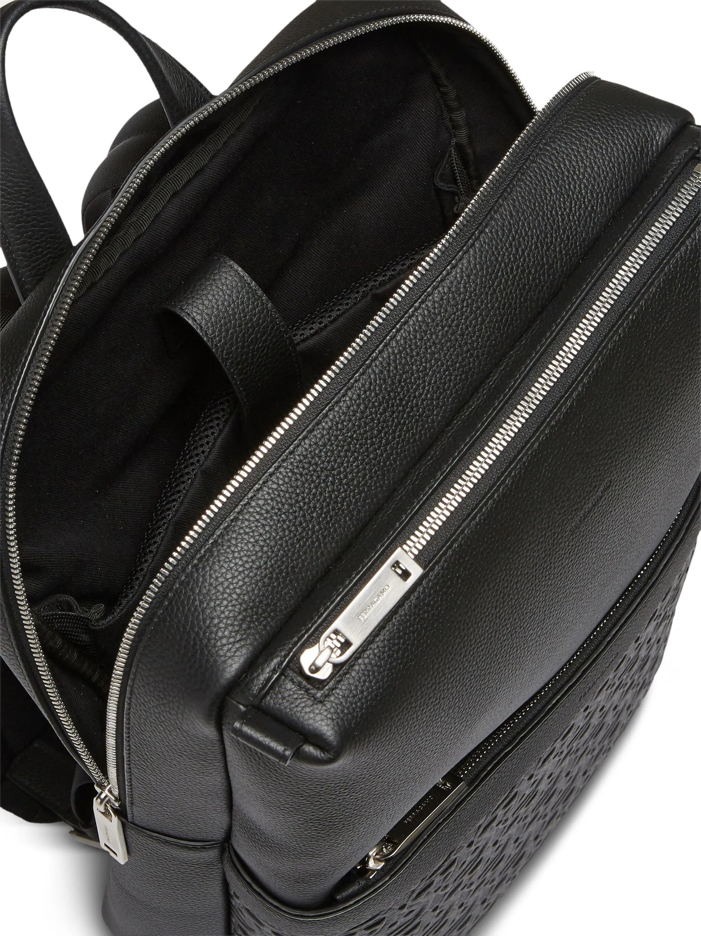 Gancini-debossed leather backpack