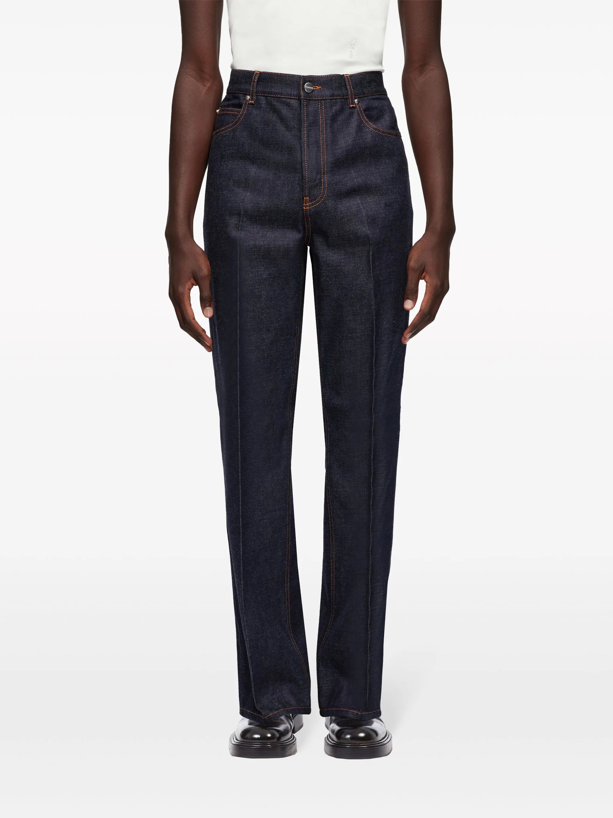 logo-appliqué contrast-stitching straight-leg jeans