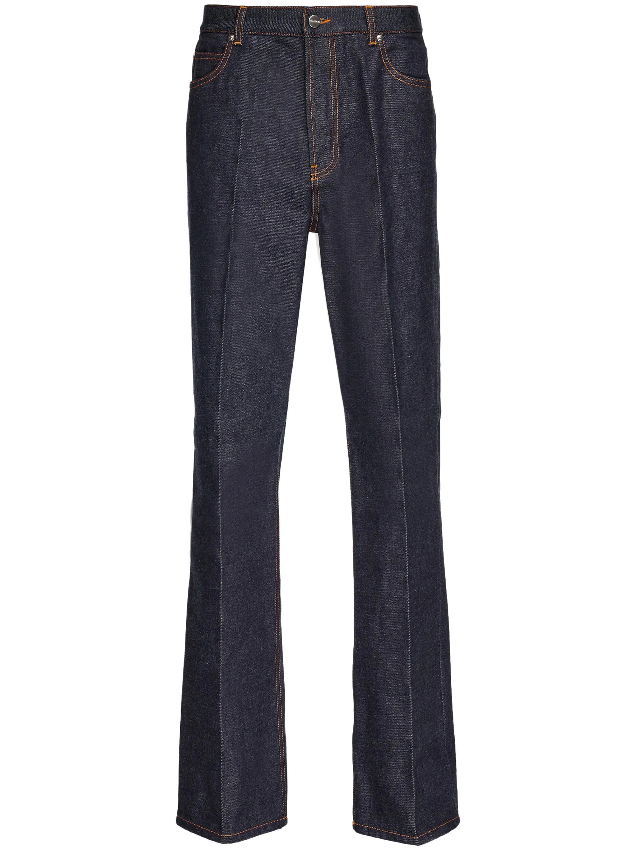 logo-appliqué contrast-stitching straight-leg jeans