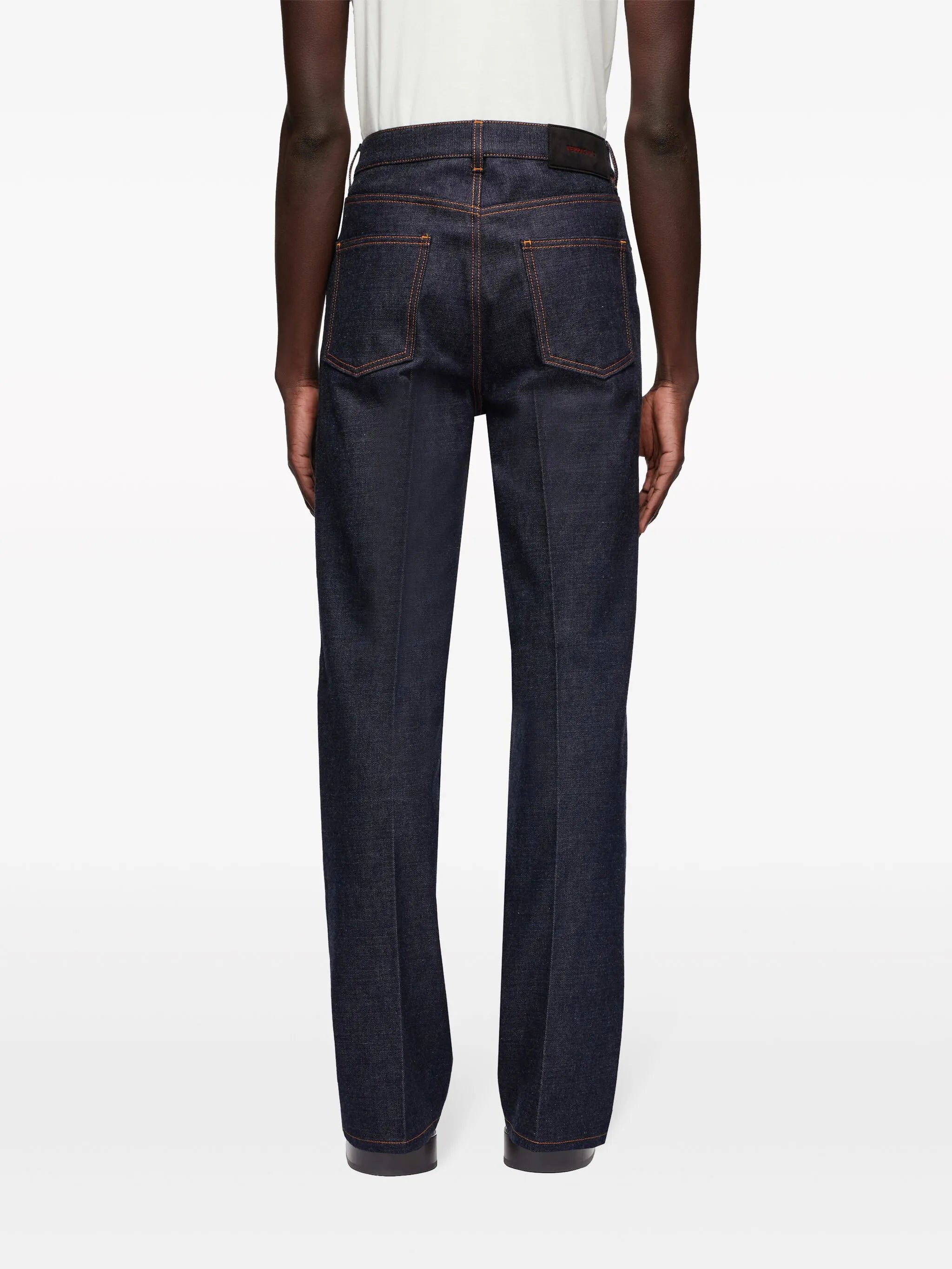 logo-appliqué contrast-stitching straight-leg jeans