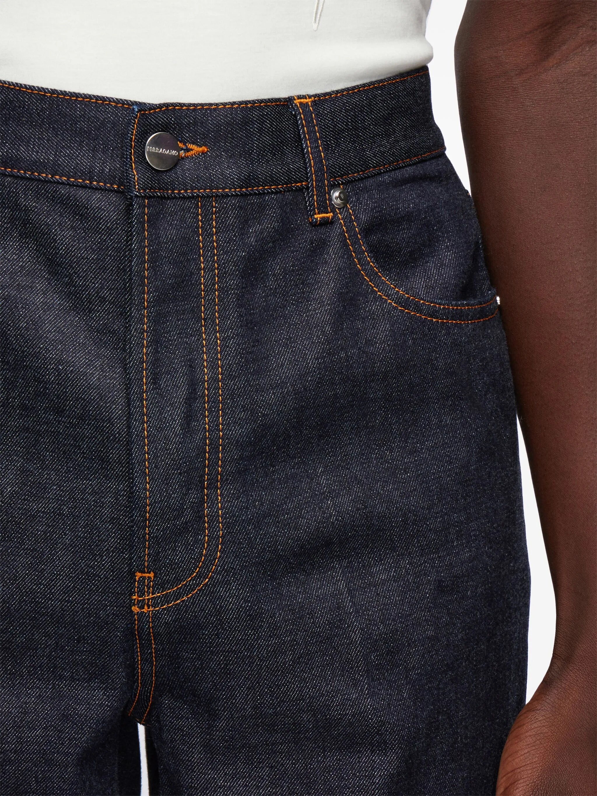 logo-appliqué contrast-stitching straight-leg jeans