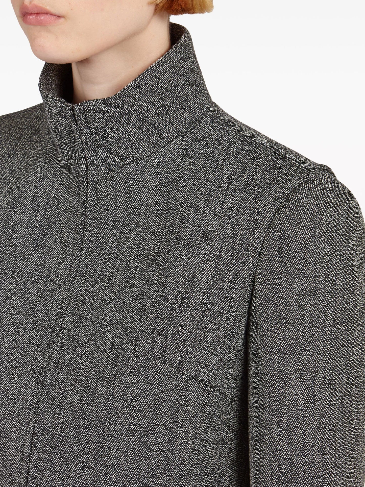 zip-up cropped tweed jacket