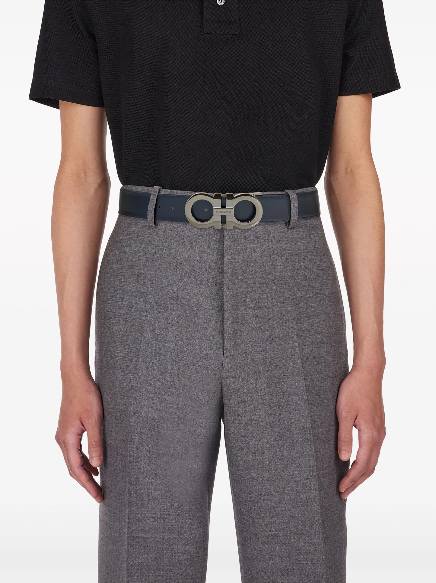 Gancini reversible leather belt