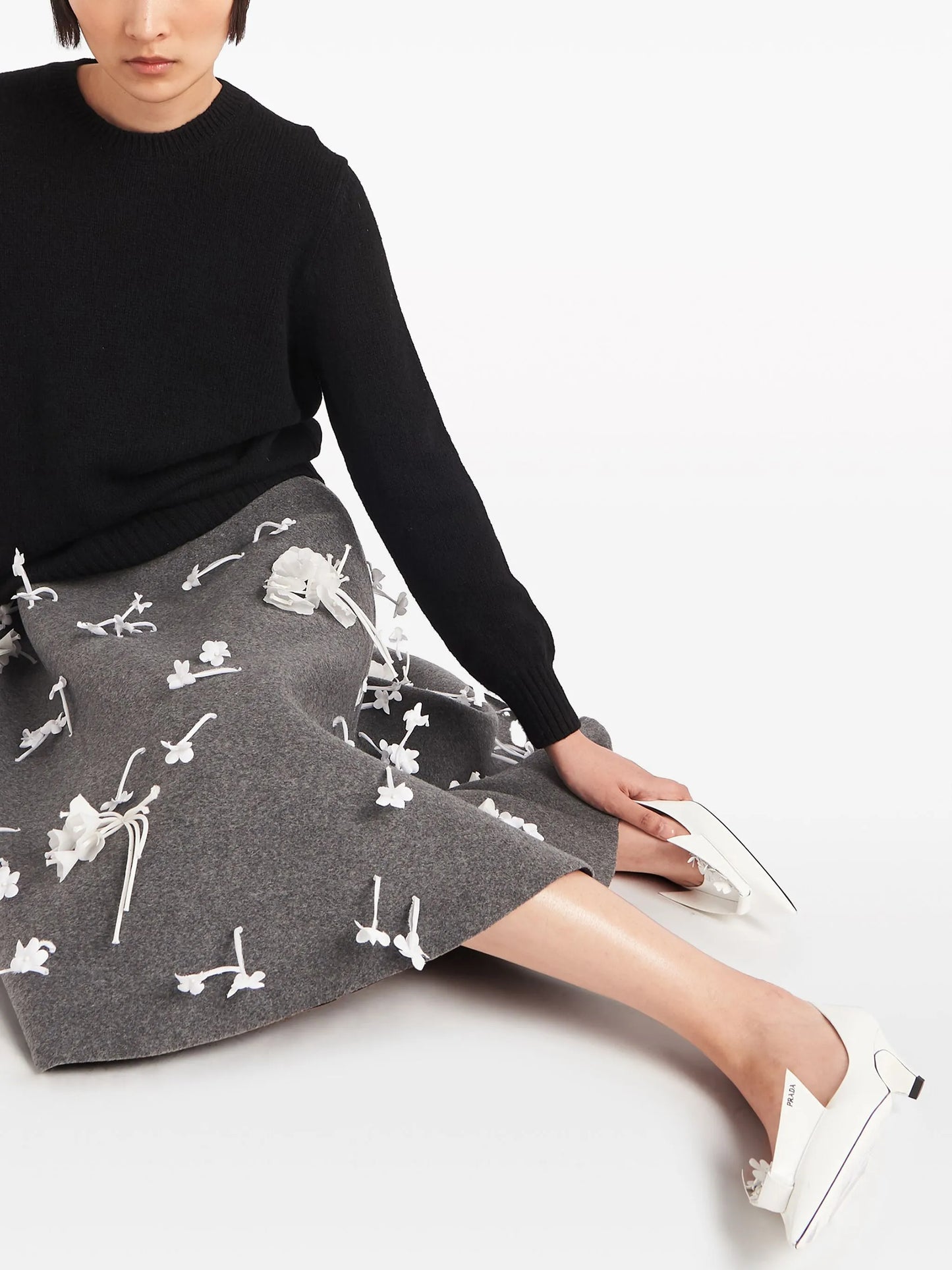 45mm floral-appliqué leather pumps