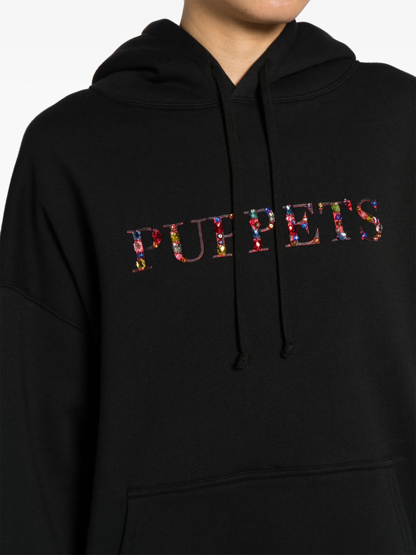 crystal-embellished cotton-blend hoodie