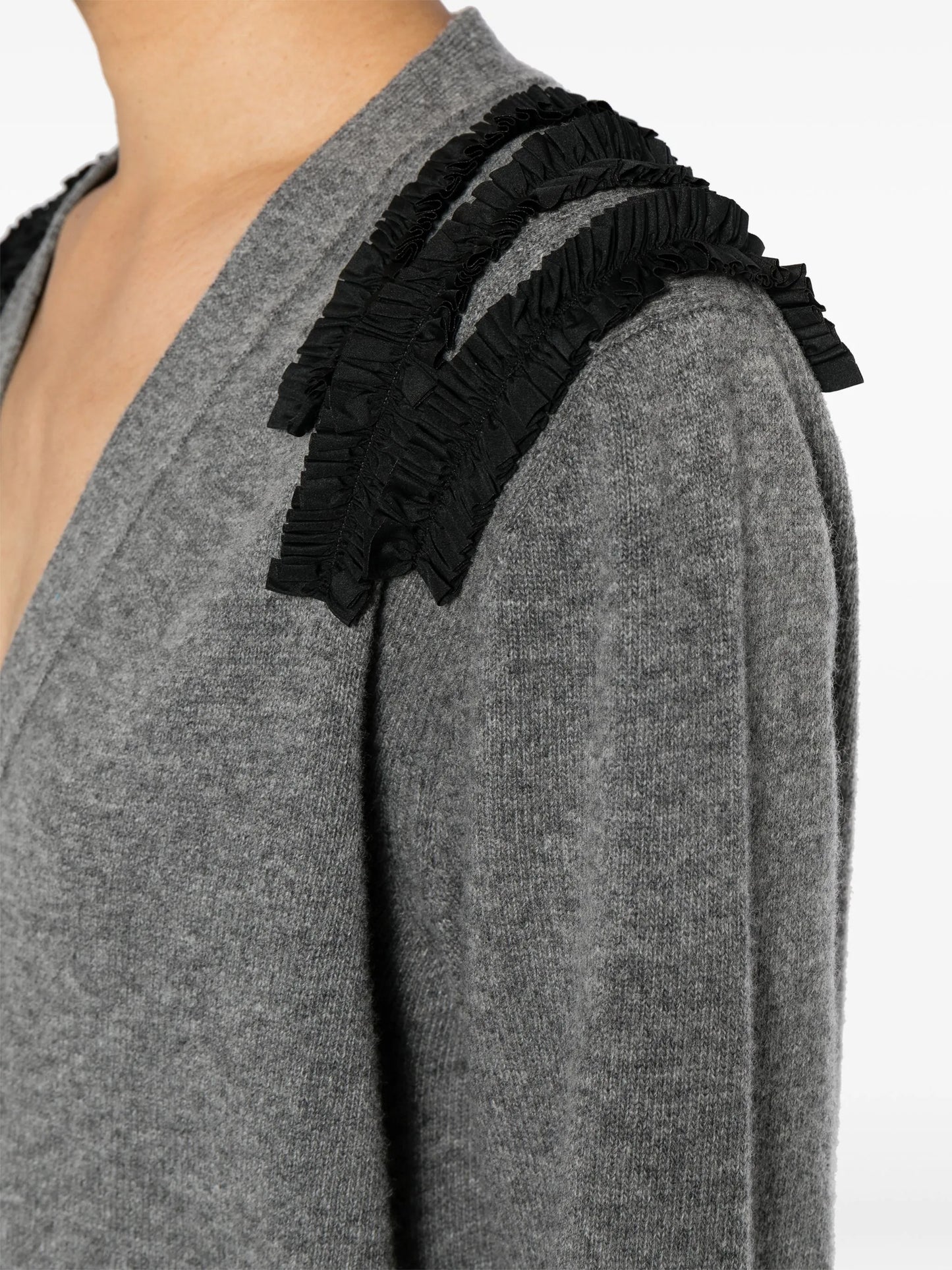 ruched-detail wool-blend cardigan