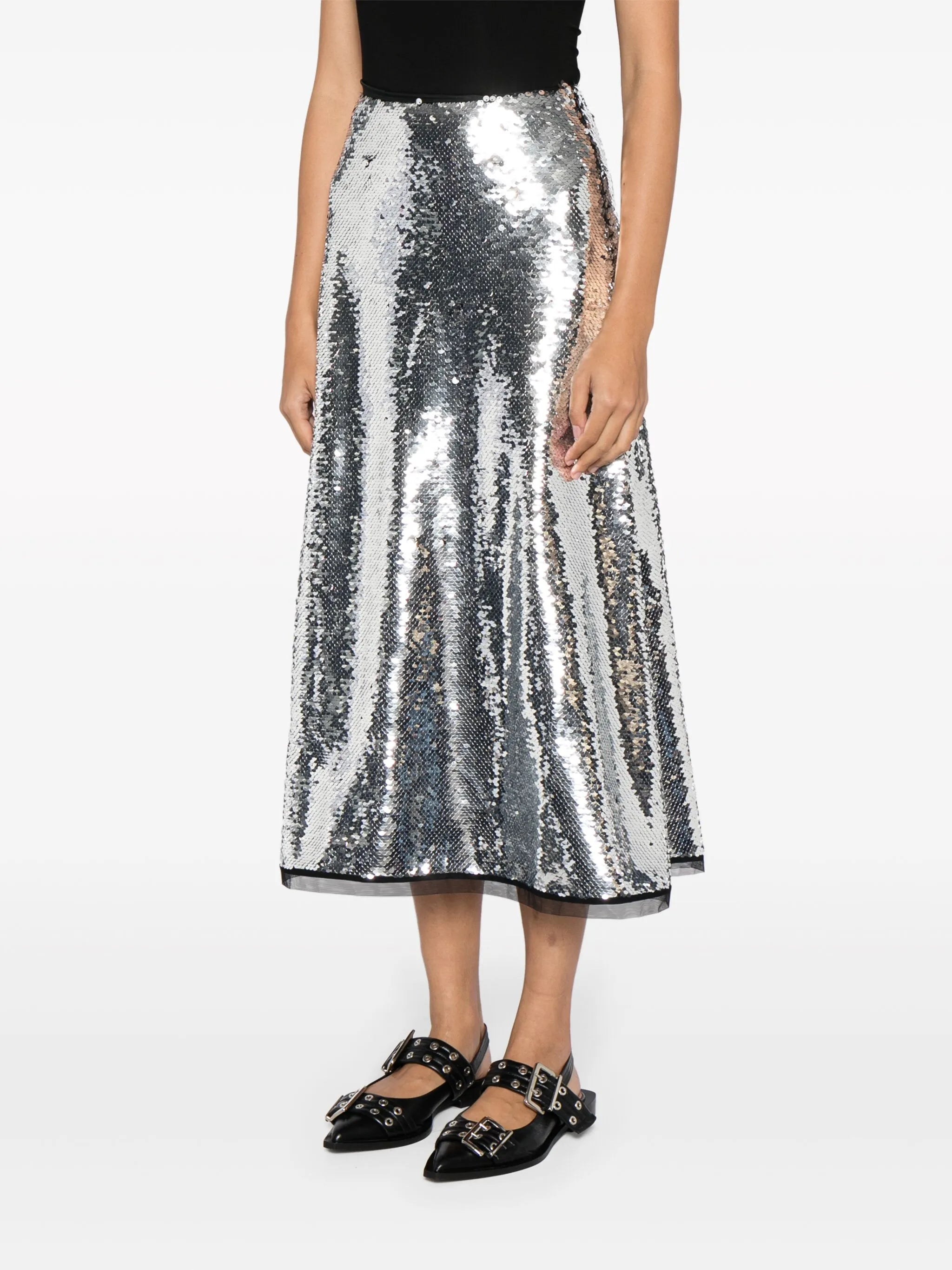 sequinned midi skirt