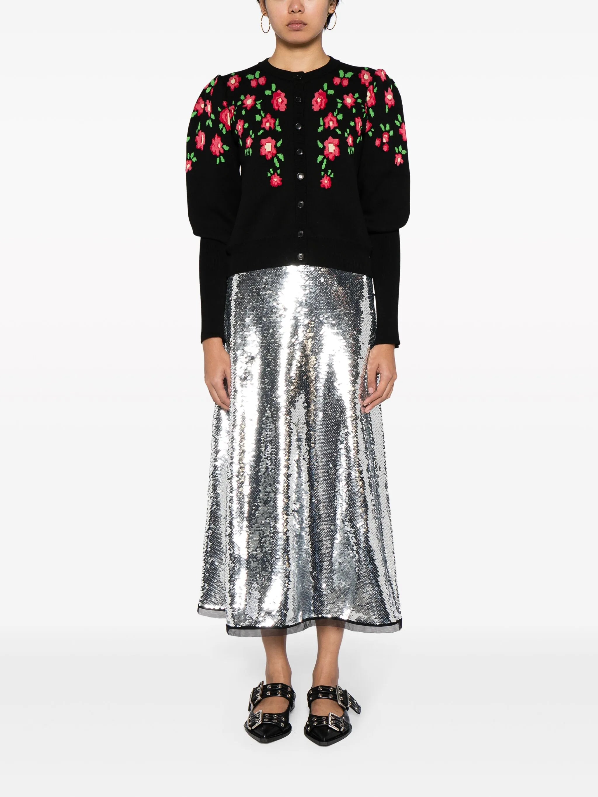 sequinned midi skirt