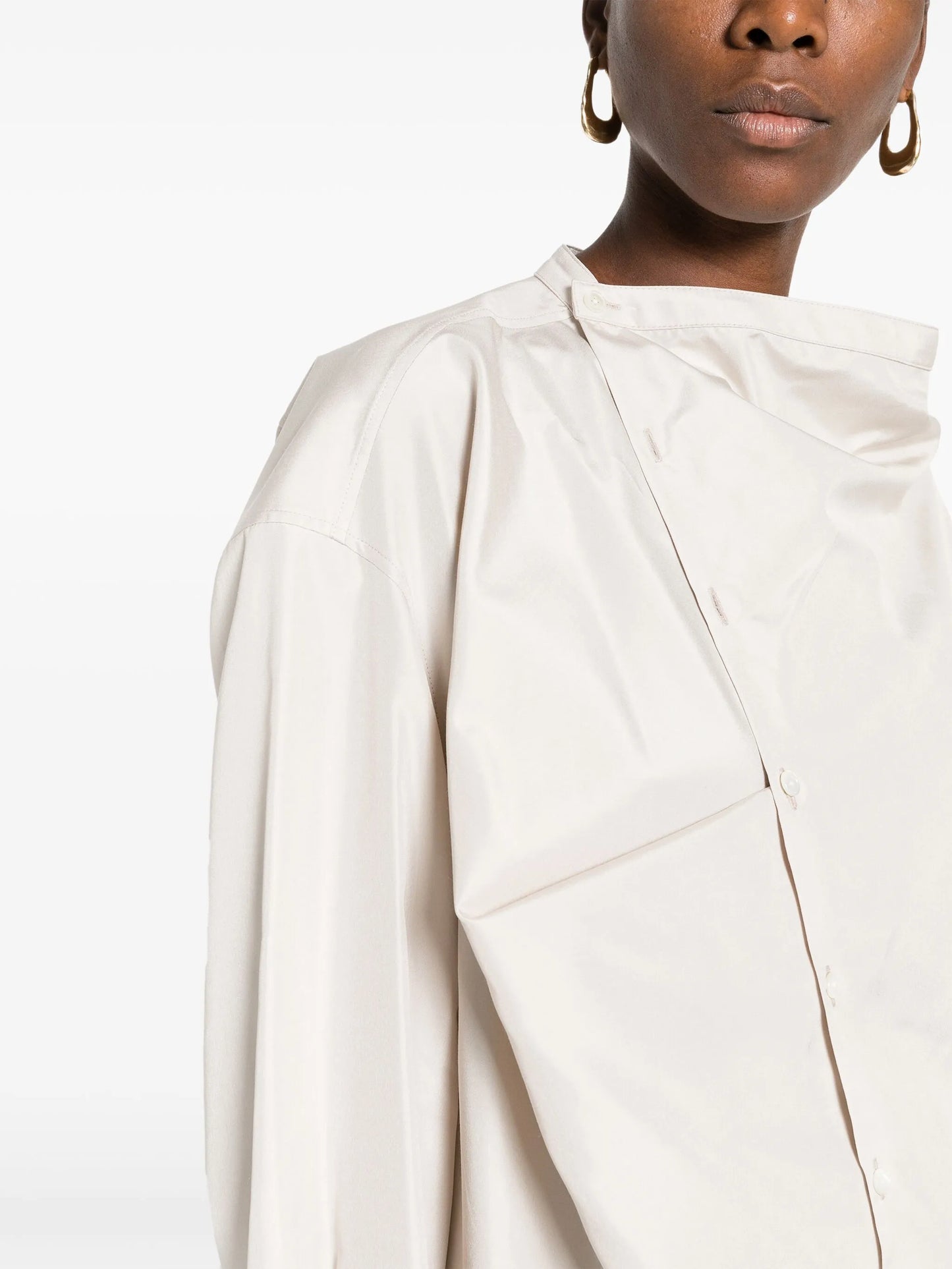 draped silk shirt
