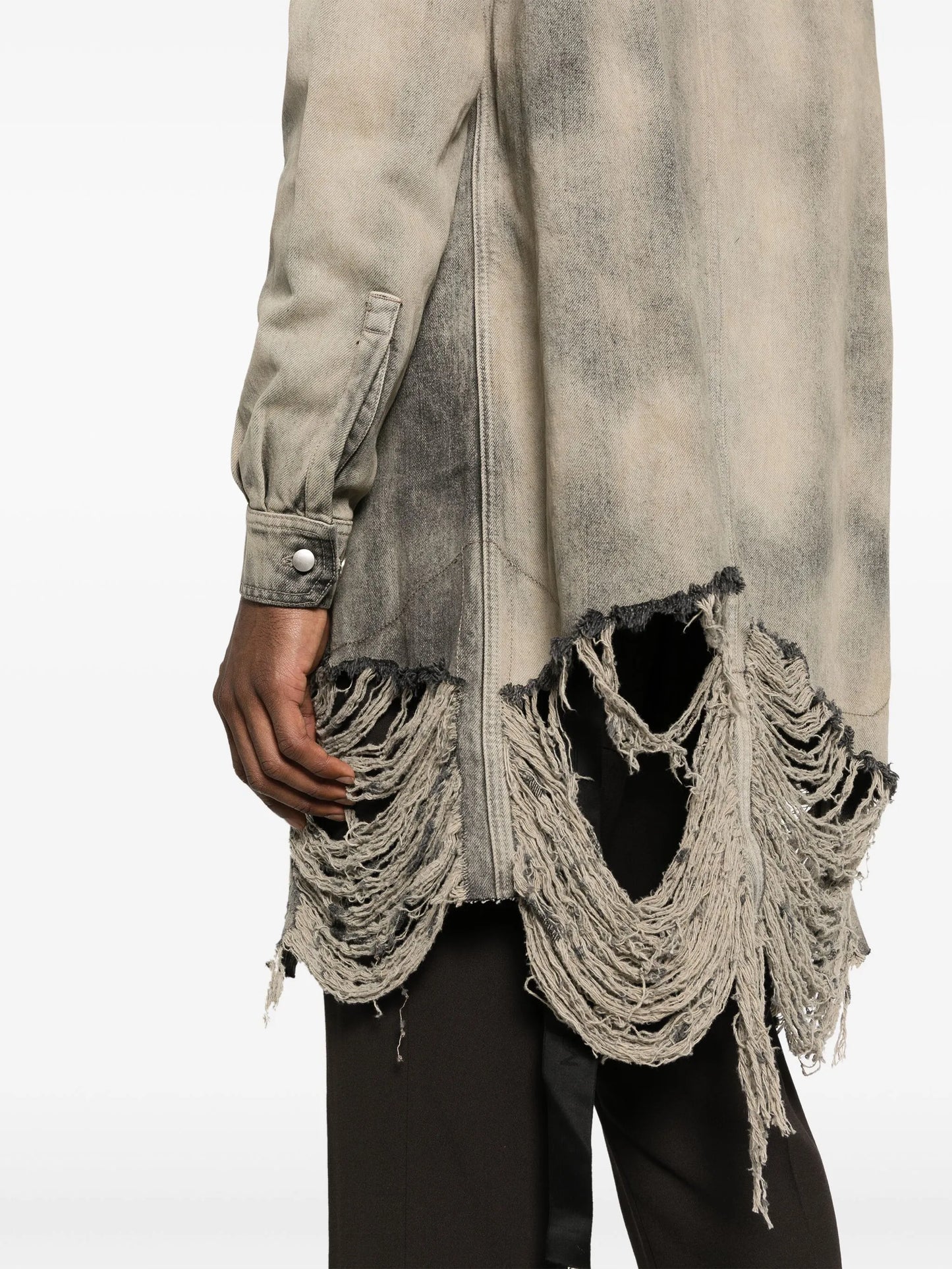 frayed distressed-effect denim jacket