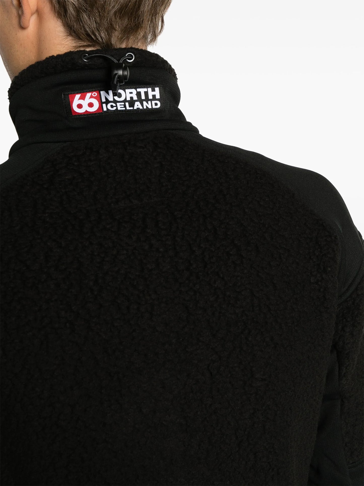 logo-patch faux-shearling jacket