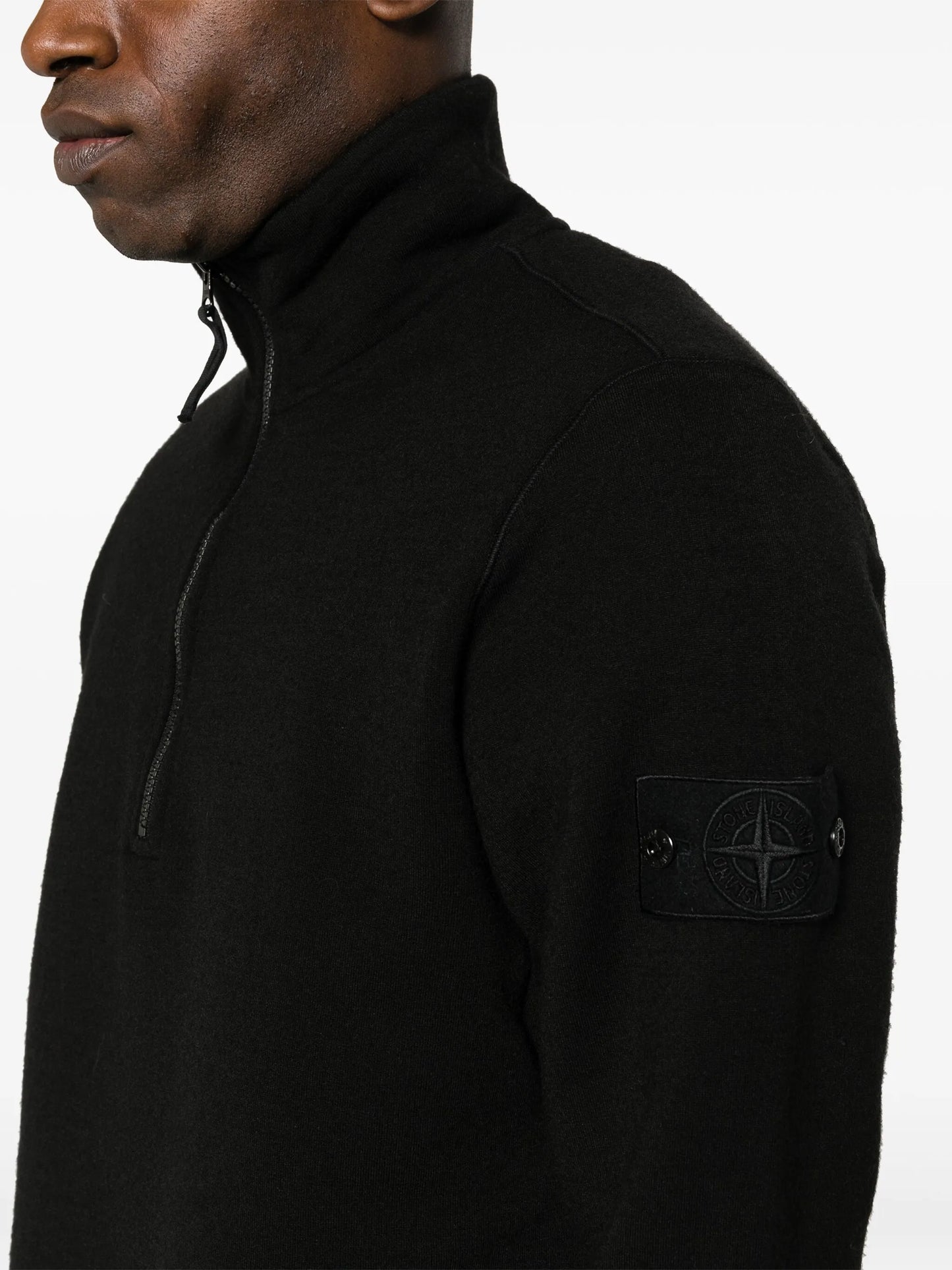 Compass-badge half-zip jumper