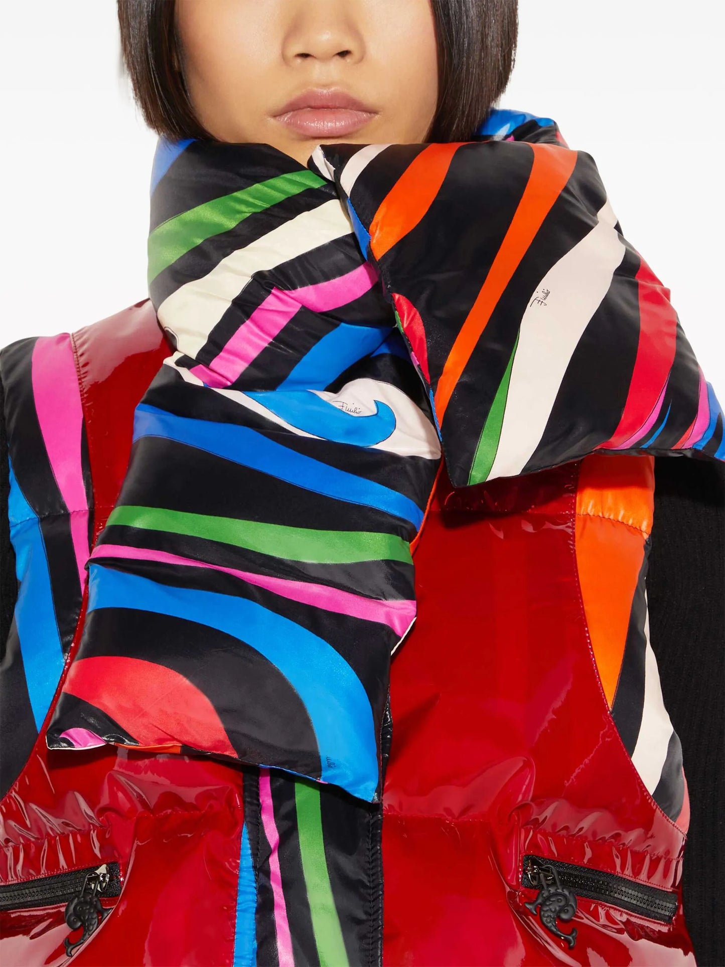 Marmo-print padded gilet