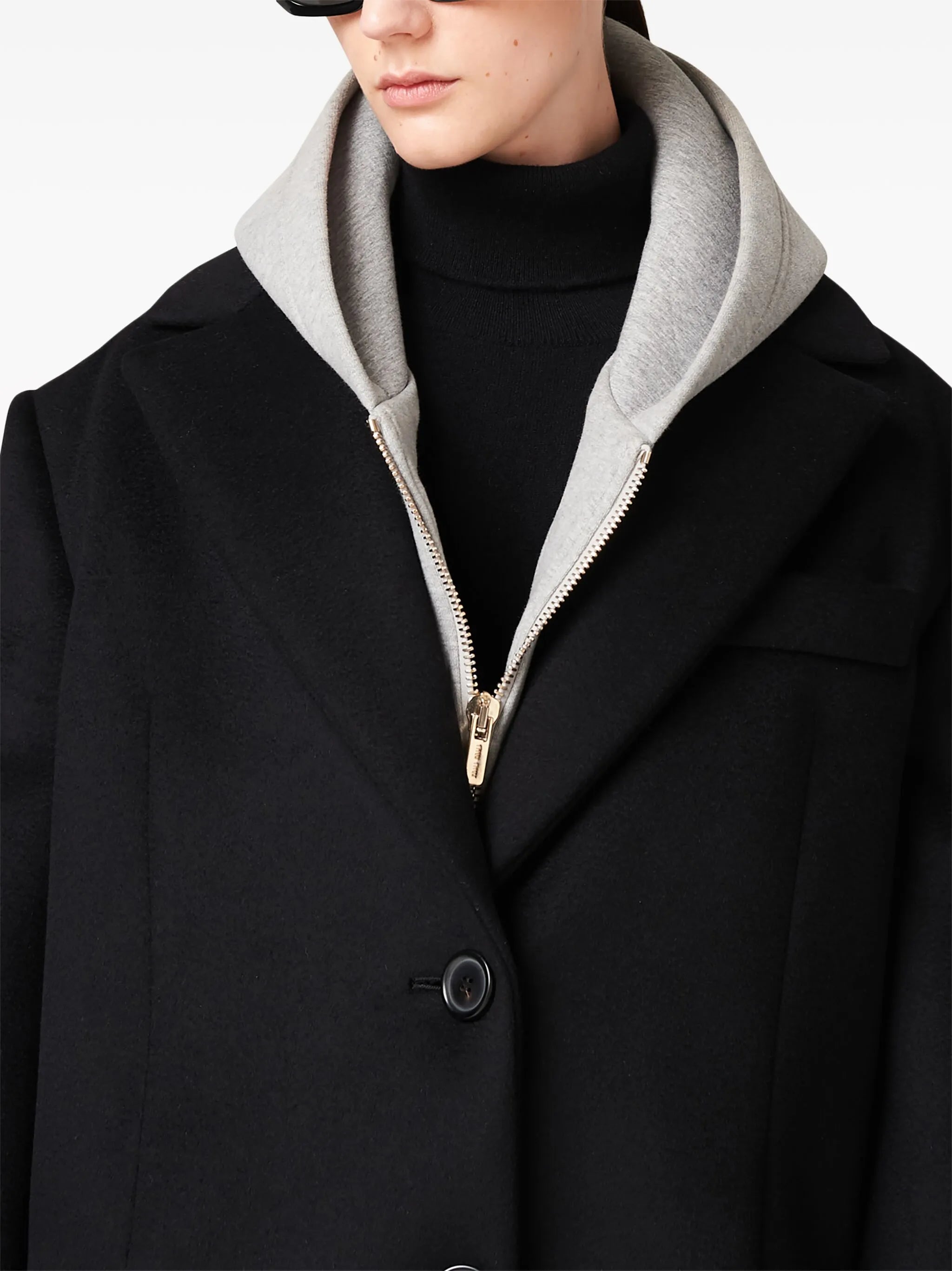 virgin wool-blend velour coat