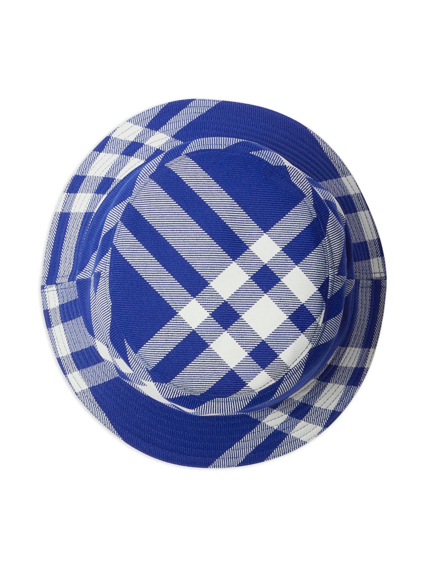 checked tonal-stitching bucket hat