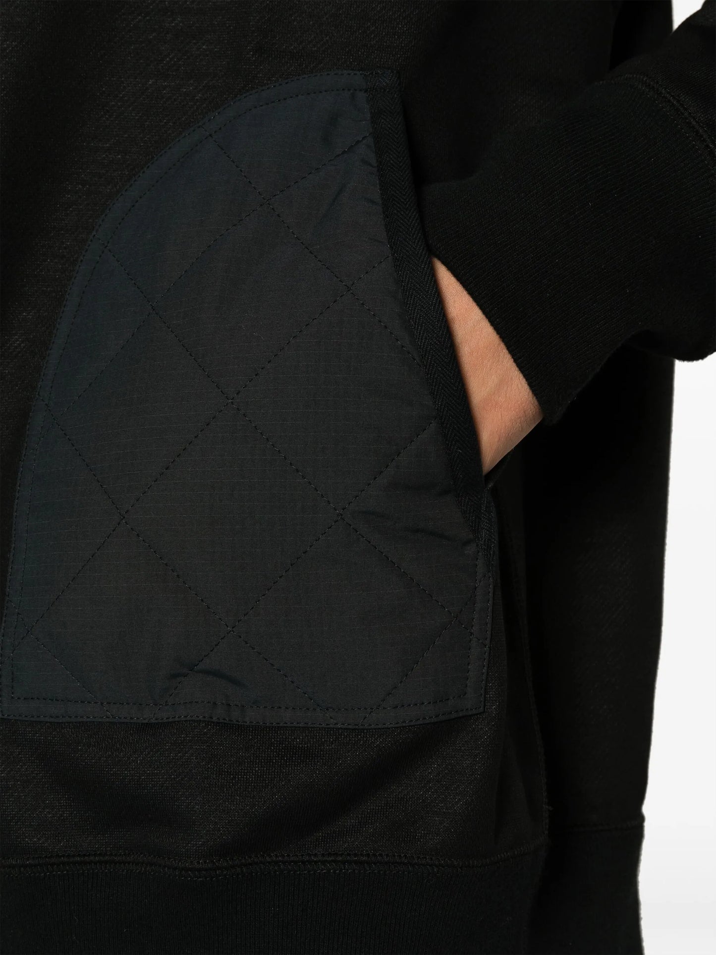 ripstop-panel cotton hoodie