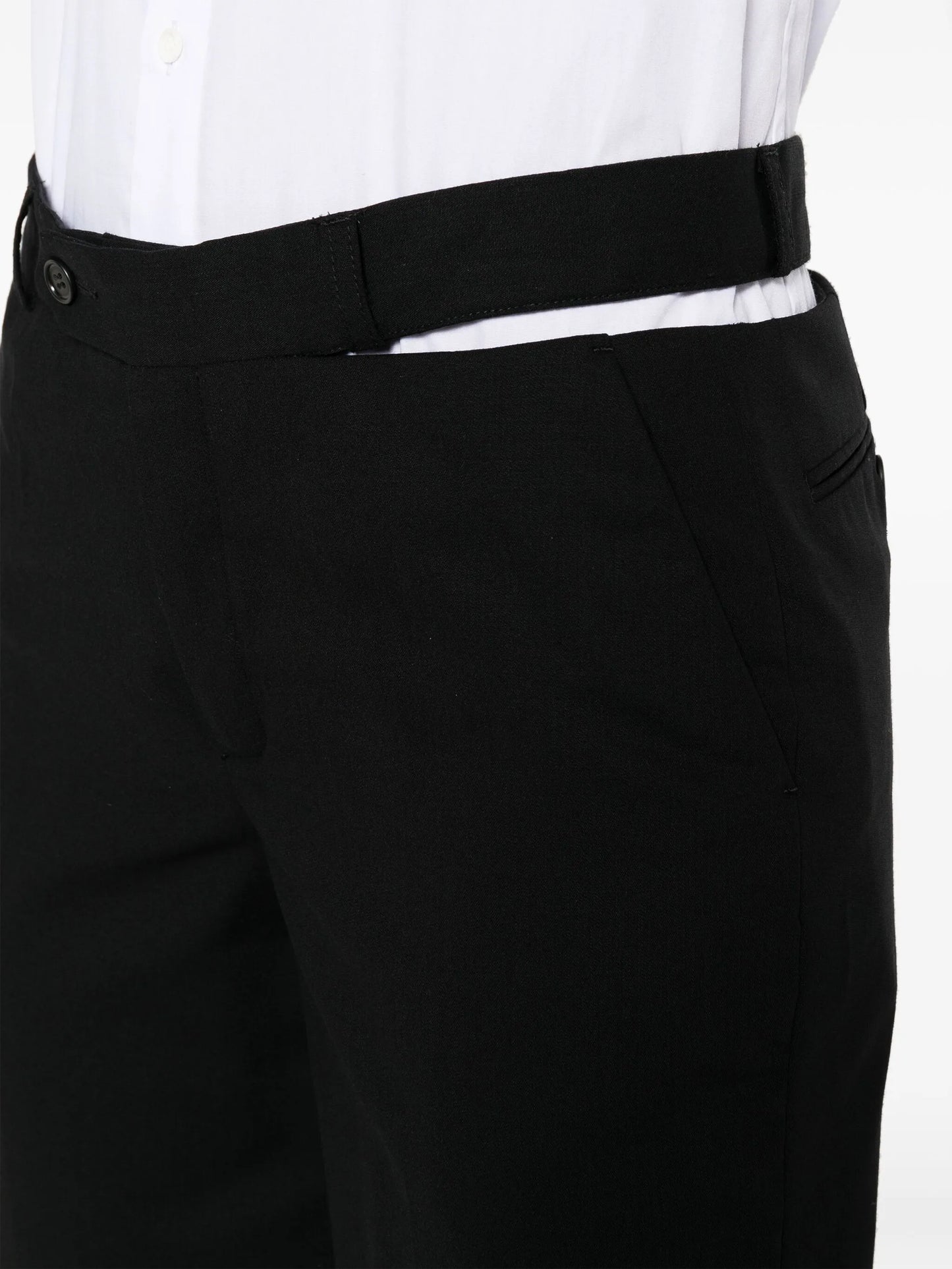 straight-leg wool trousers